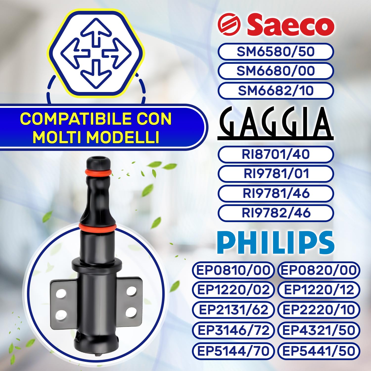 MONTERAL Gruppo Raccordo Valvola con Guarnizioni V3 2Bar per Macchina Caffè Automatica con Codice Originale 421946011491 per Gaggia per Saeco per Philips - Garanzia di 10 Anni