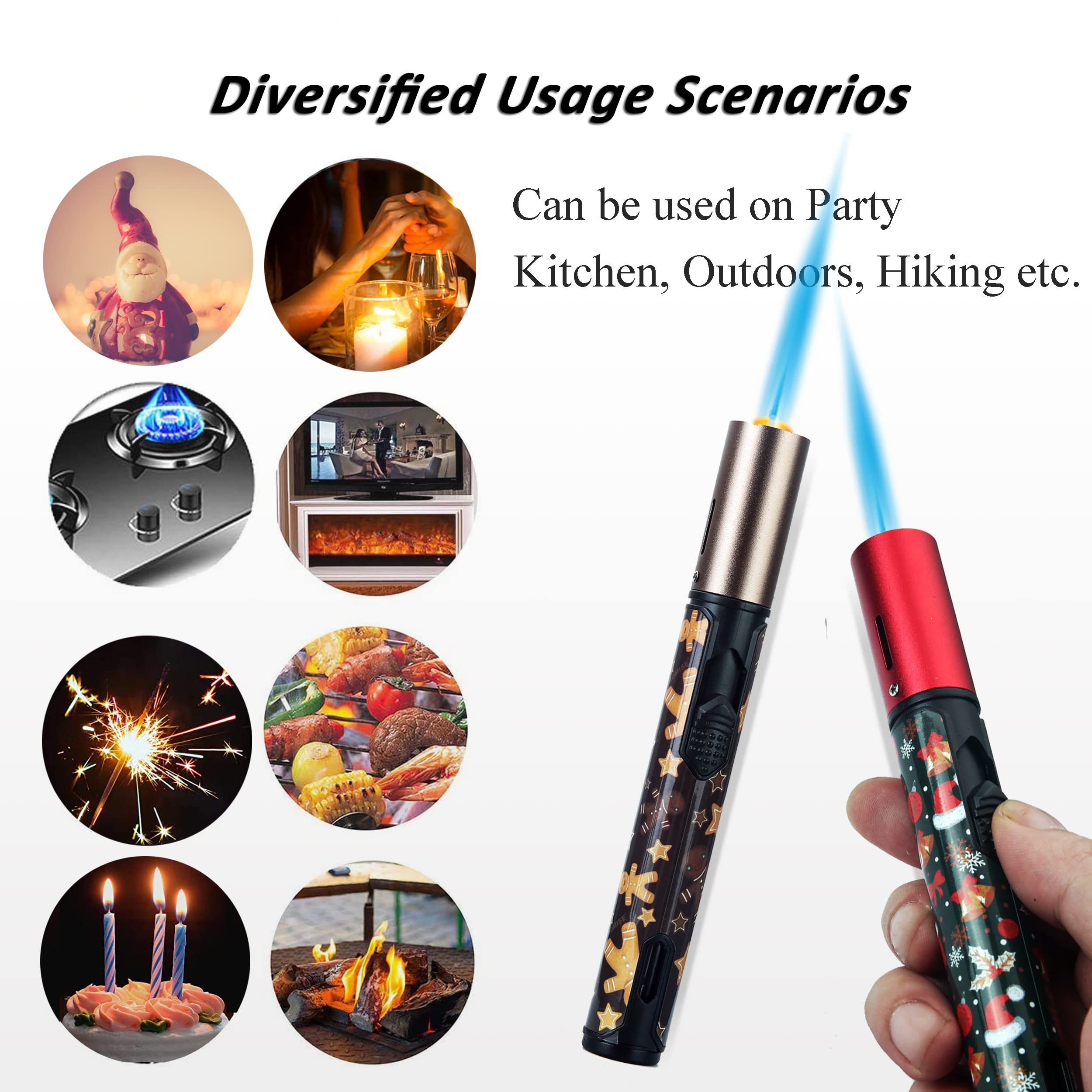 Lot De 4 Briquets Torche Rechargeables - Flamme Réglable - Pour Cuisine, Barbecue, Camping - Gaz Non Inclus