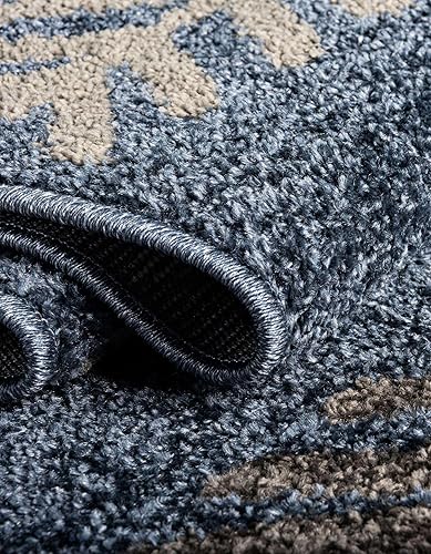 Miniatura 5 de Unique Loom Autumn Collection - Alfombra rectangular de 5 pies 3 pulgadas x 8 pies, color azul marino y gris