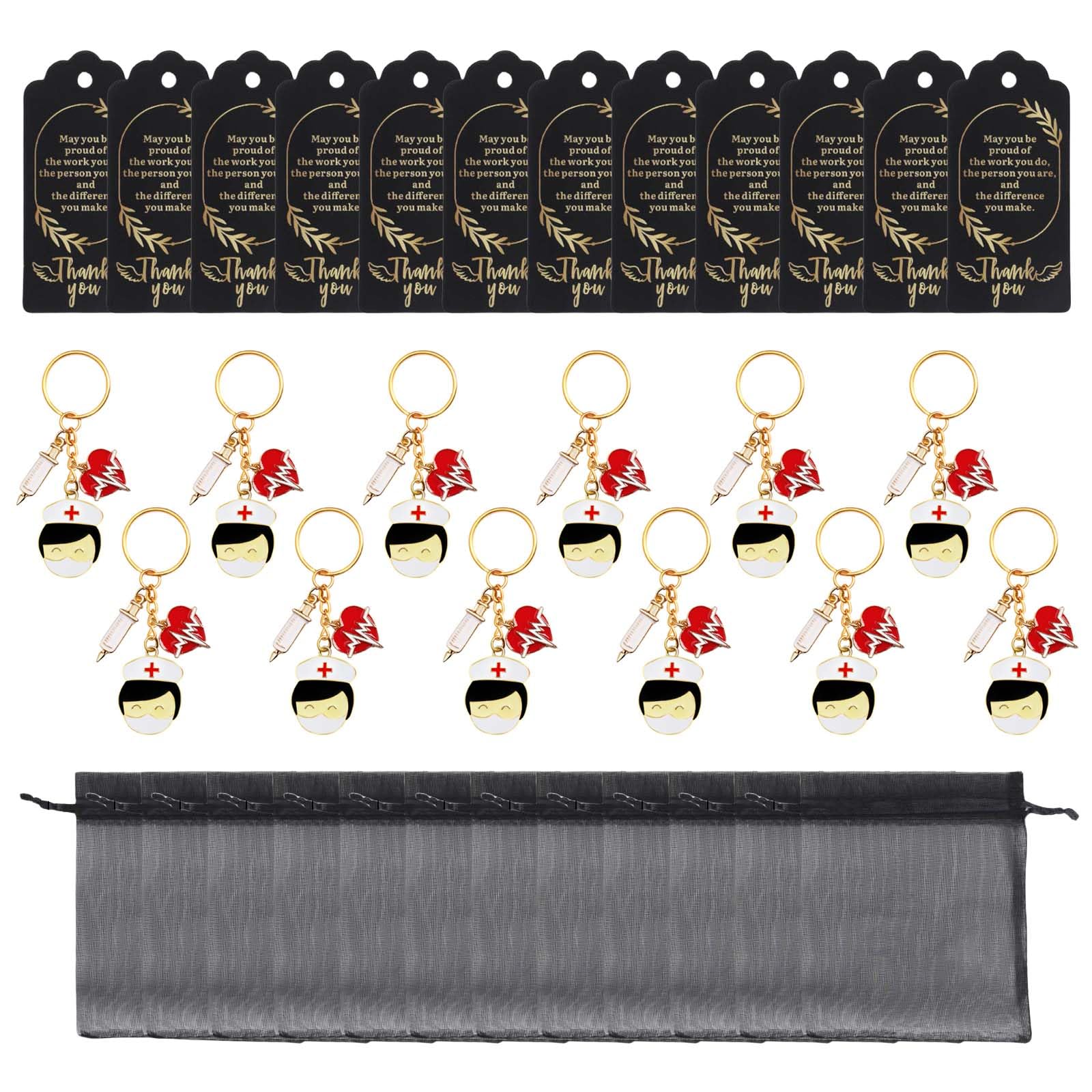 Buxuaaaa Nurse Appreciation Gift Set Includes Keychains with Tassels Organza Bags and Pendants Nurse Recognition Woman Recognition Gifts