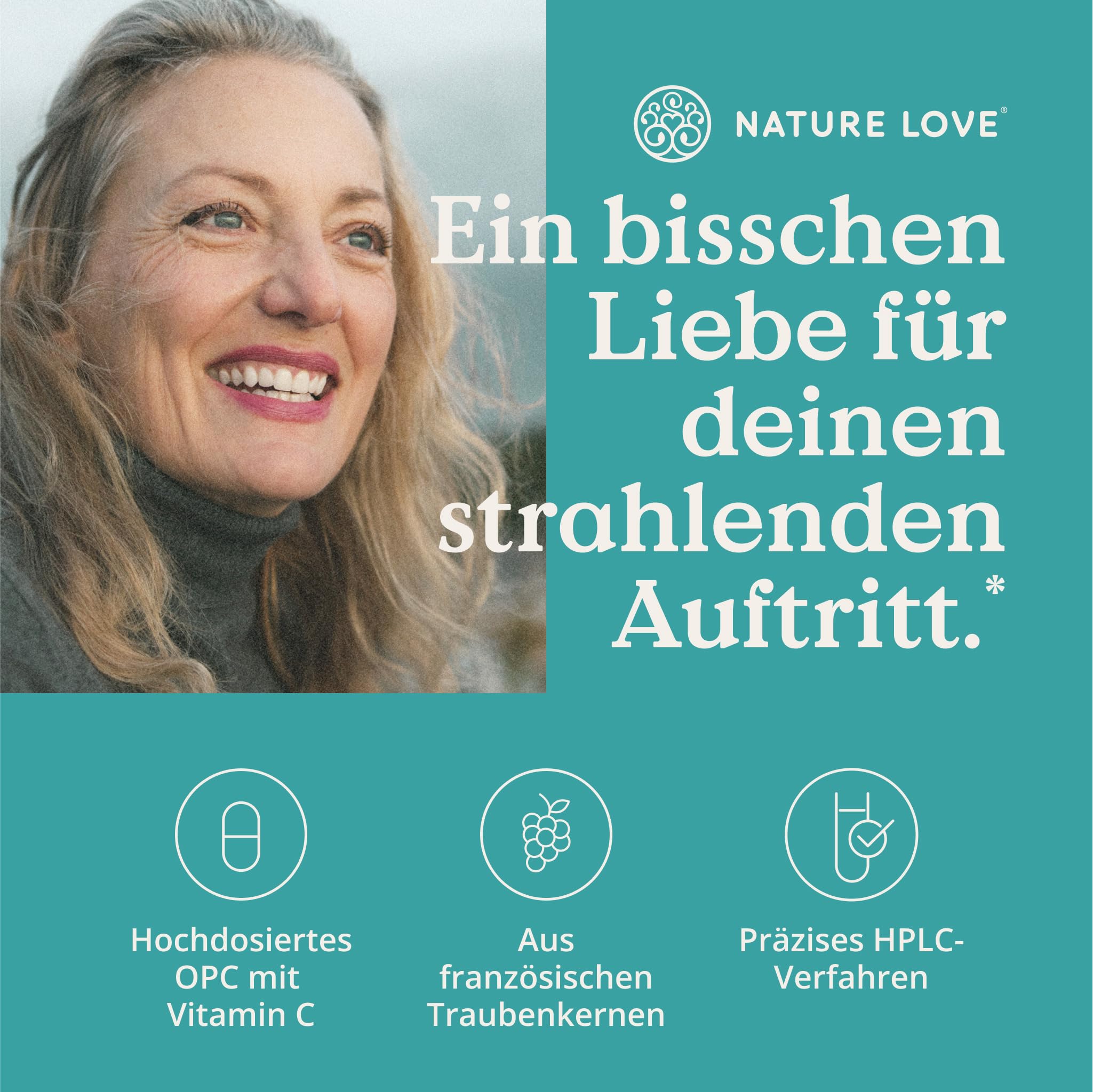 NATURE LOVE® OPC Traubenkernextrakt - 180 Kapseln - hochdosiert mit 800mg Extrakt je Tagesdosis - aus französischen Trauben - mit natürlichem Vitamin C - laborgeprüft, vegan, in Deutschland produziert