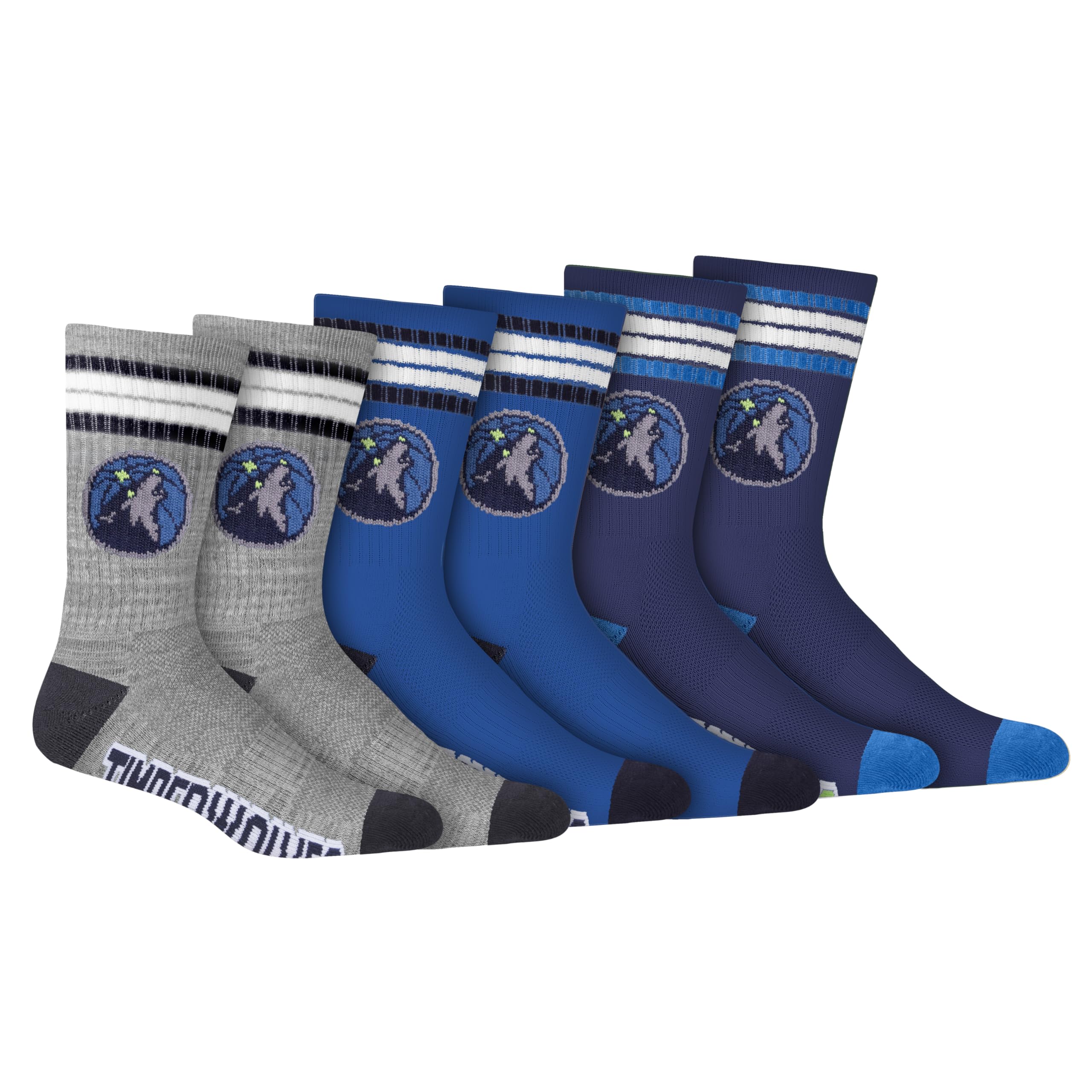 Men's NBA Official Athletic Cushioned Secure Fit Team Crew Socks-3 Pack