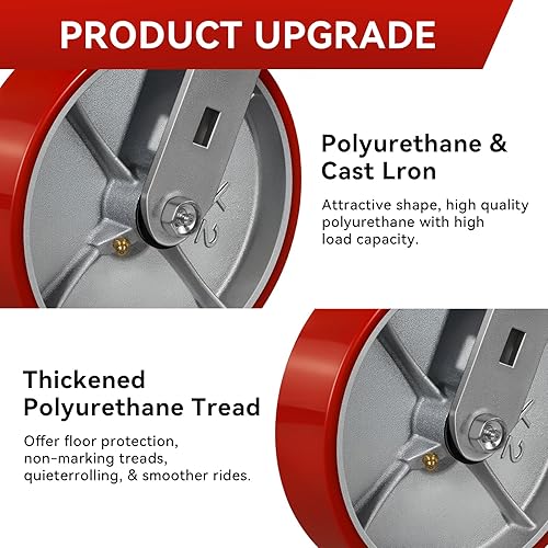 Miniatura 5 de Ruedas industriales de 8 x 2 pulgadas, ruedas resistentes, ruedas de poliuretano, capacidad de hasta 6000 libras. Uso para camión de plataforma,