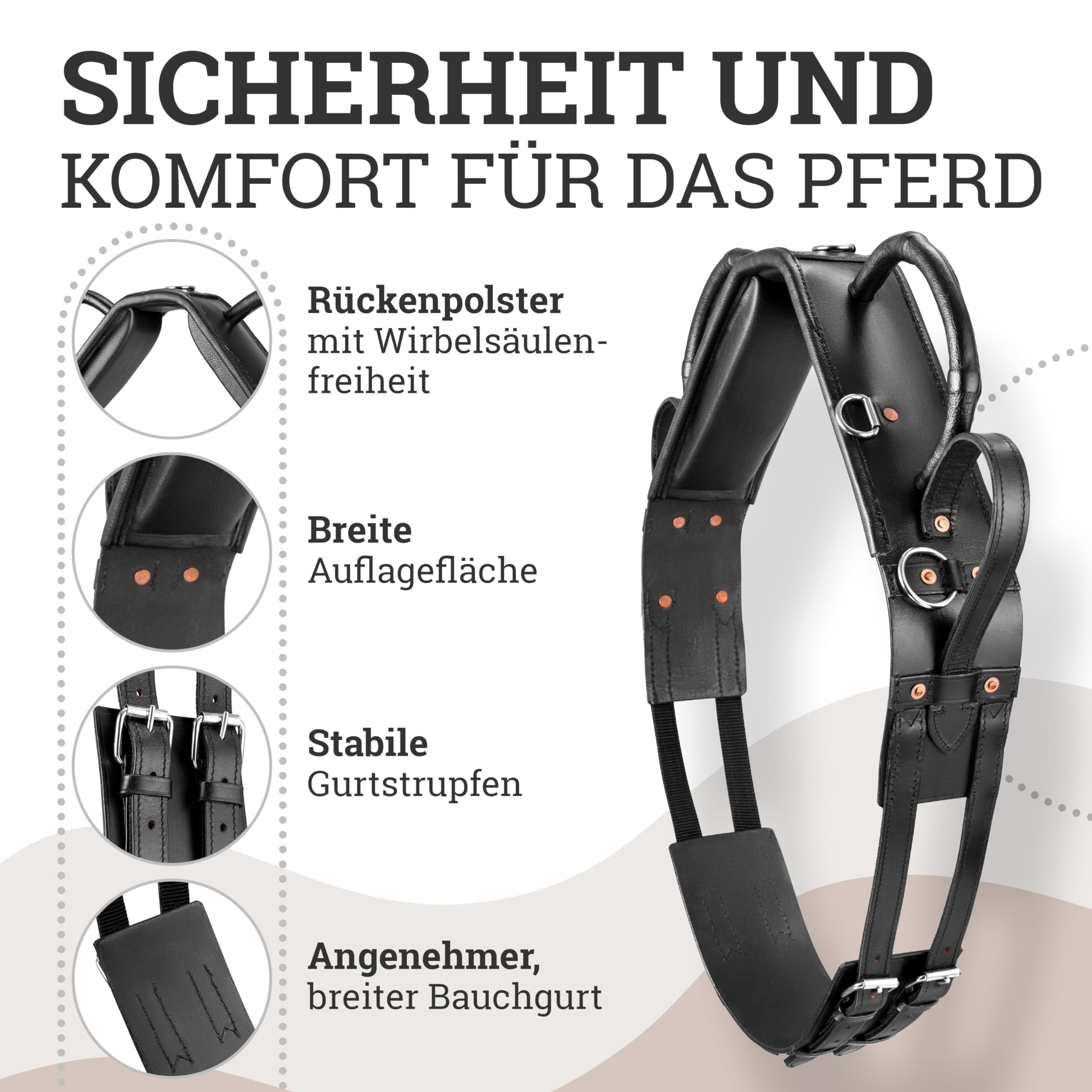 Esposita Voltigiergurt Hobby mit Beinschlaufen, festen Griffen mit Metallkern und breiter Wirbelsäulenfreiheit