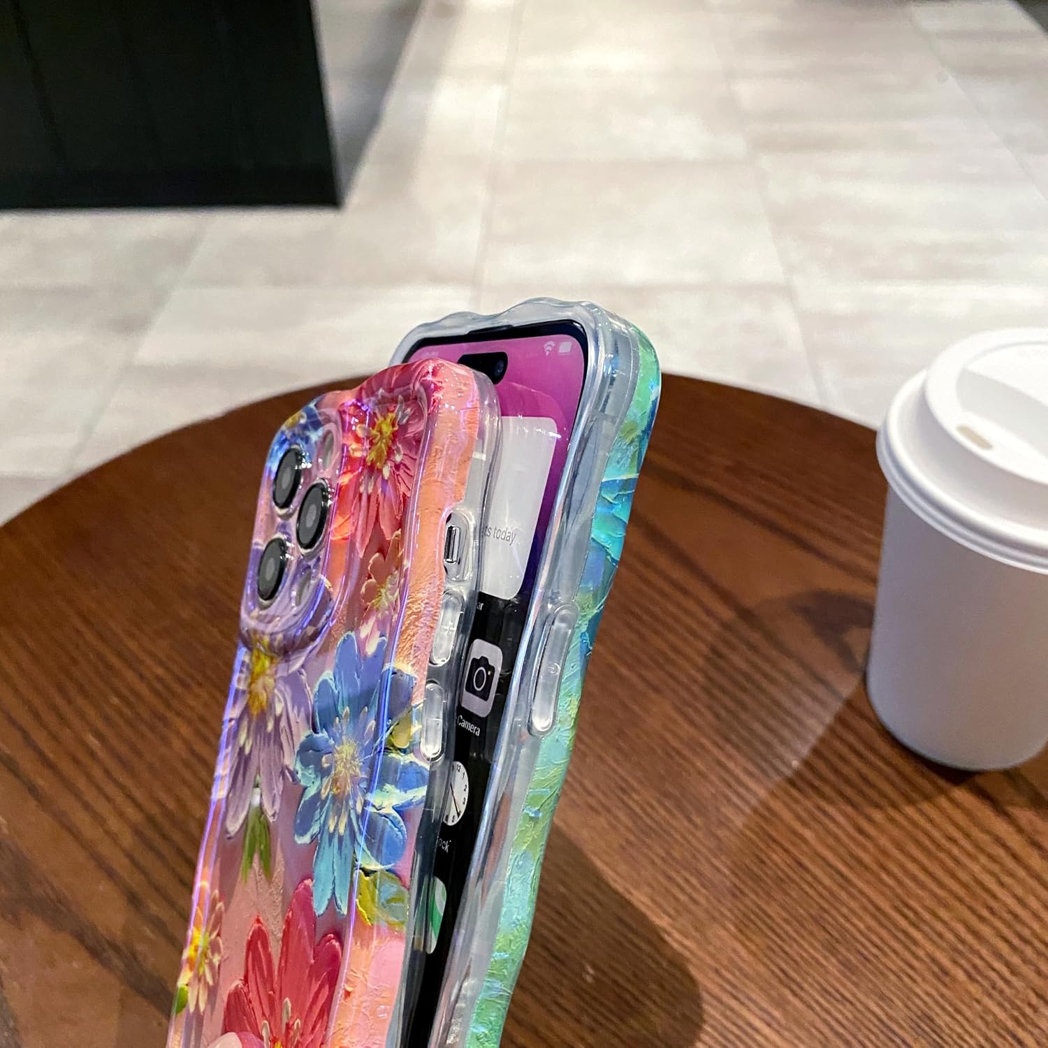 iPhone 17 Case, Retro Oil Painting Flower Wave Frame Phone Cover image 5