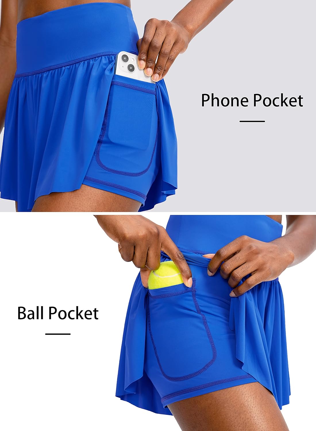 Flowy Running Shorts for Women with 4 Pockets 2 in 1 High Waisted Women's Butterfly Workout Athletic Tennis Skirt Shorts - Image 3