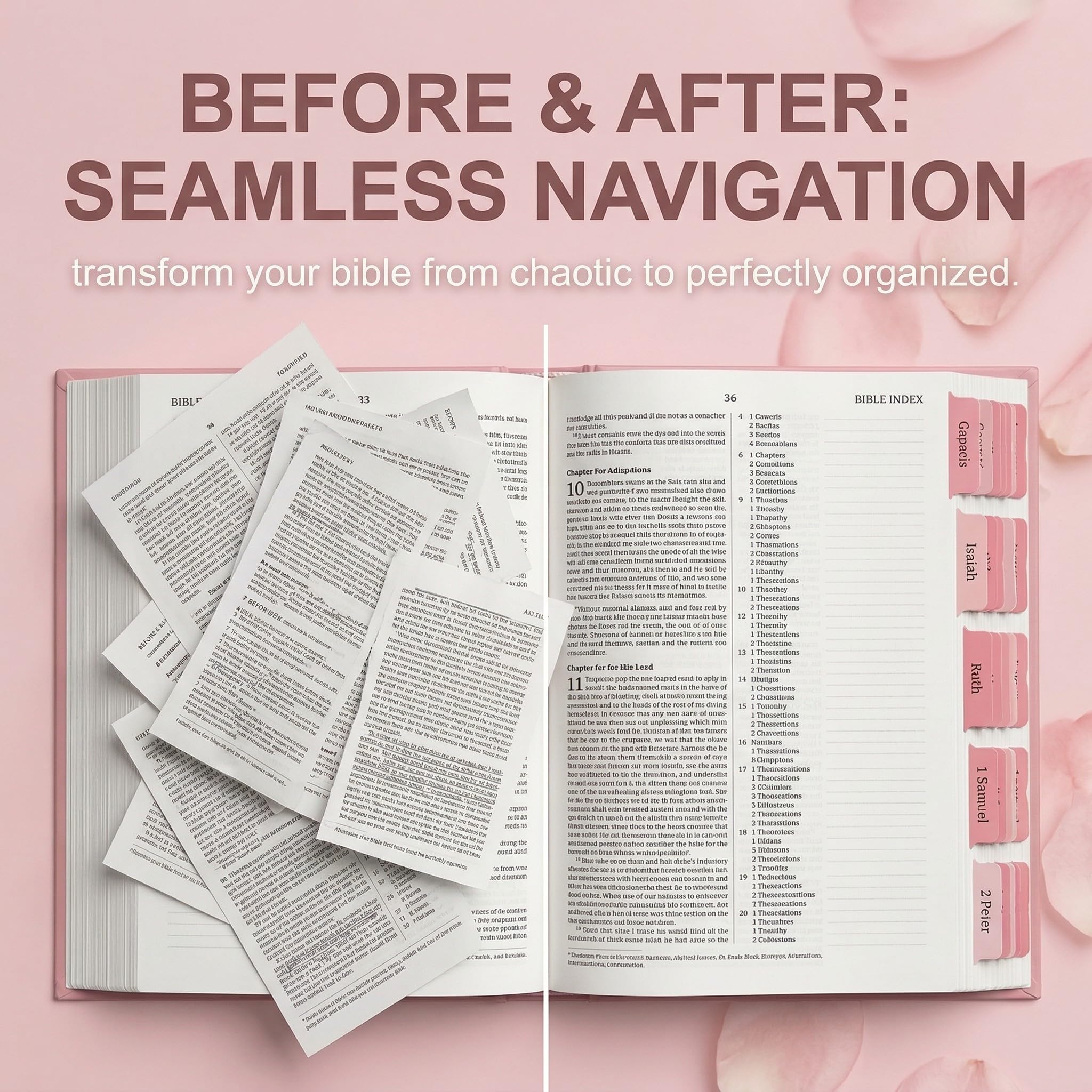 Pestañas Laminadas para la Biblia, 75 Pcs Tablas Biblias Laminadas - Accesorios Bíblicos (Rosa)