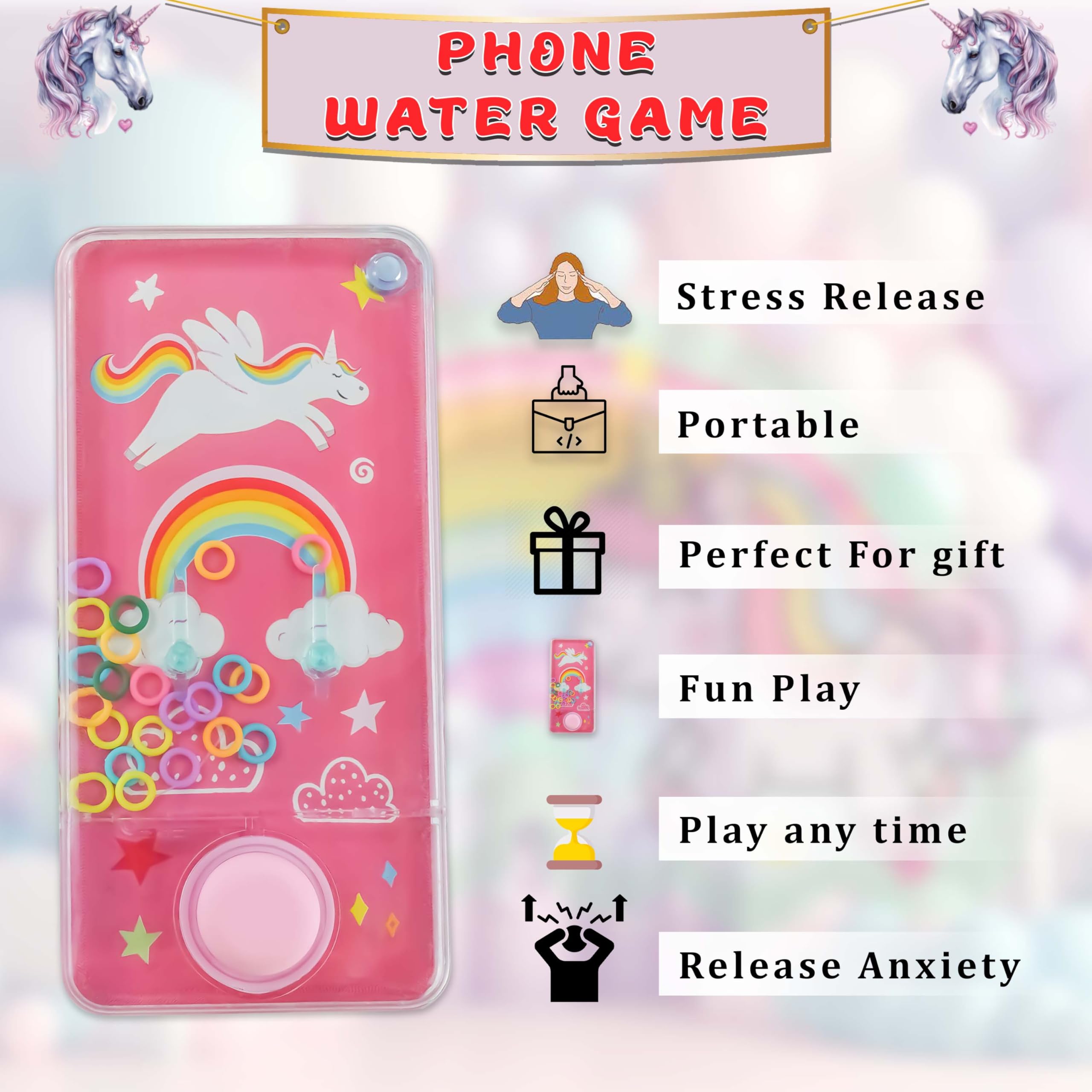 Jeu de Lancer d'Anneau d'Eau Portable 14 cm, Console de Jeu Rétro Arc-en-Ciel Aqua, Cadeau pour Enfants