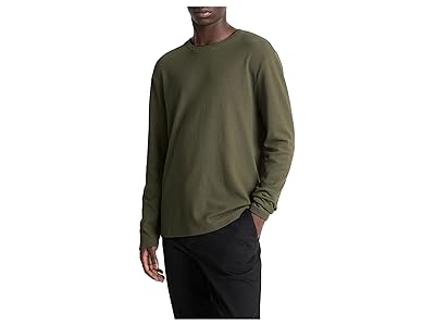 Vince Microwaffle Double Collar Long Sleeve Crew Men