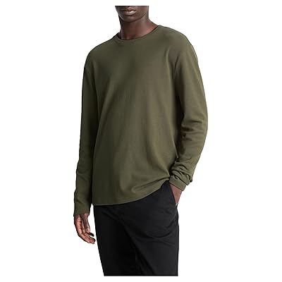 Vince Microwaffle Double Collar Long Sleeve Crew Men