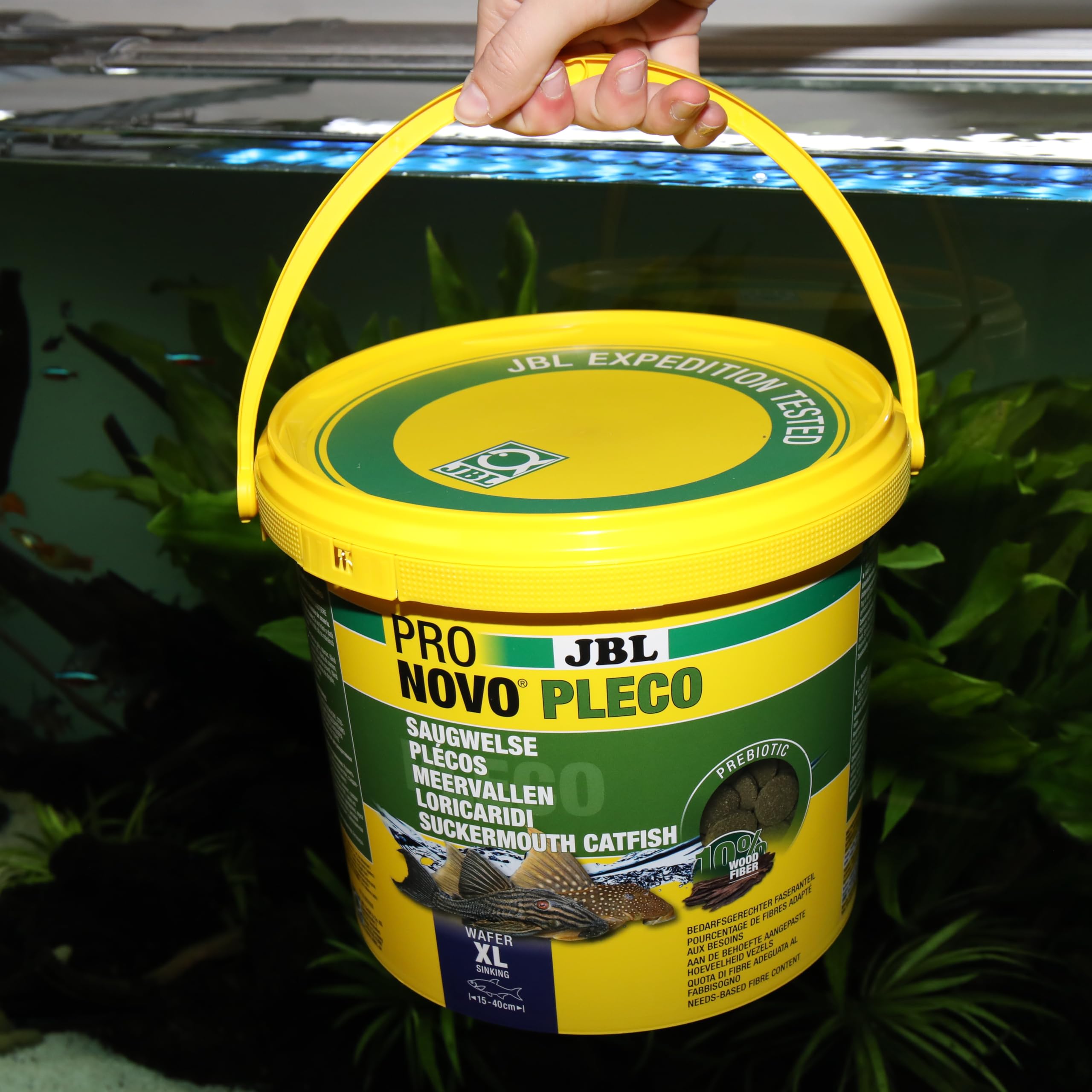JBL PRONOVO PLECO WAFER, Comprimés Alimentaires avec part de Bois pour Locaridés Herbivores de 15-40 cm, Aliment pour Poissons, taille XL, 5,5 L