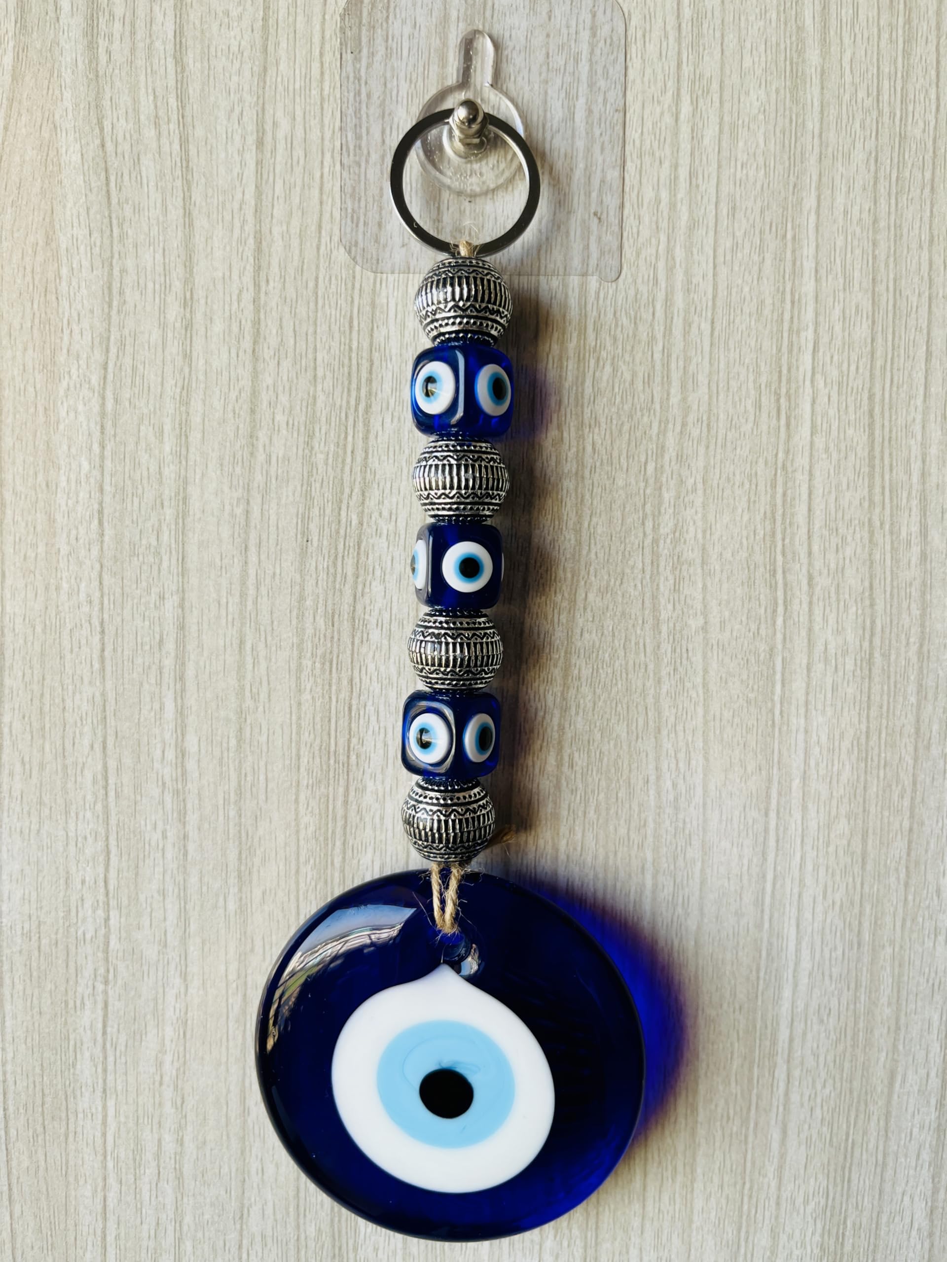 Stone Nazar Battu Evil Eye Hanging Wall Decor with Wind Chime Bells | Protection, Good Fortune, and Vastu for Home Decoration | Blue Evil Eye Amulet for Positivity and Prosperity (Design 4)-picture-19
