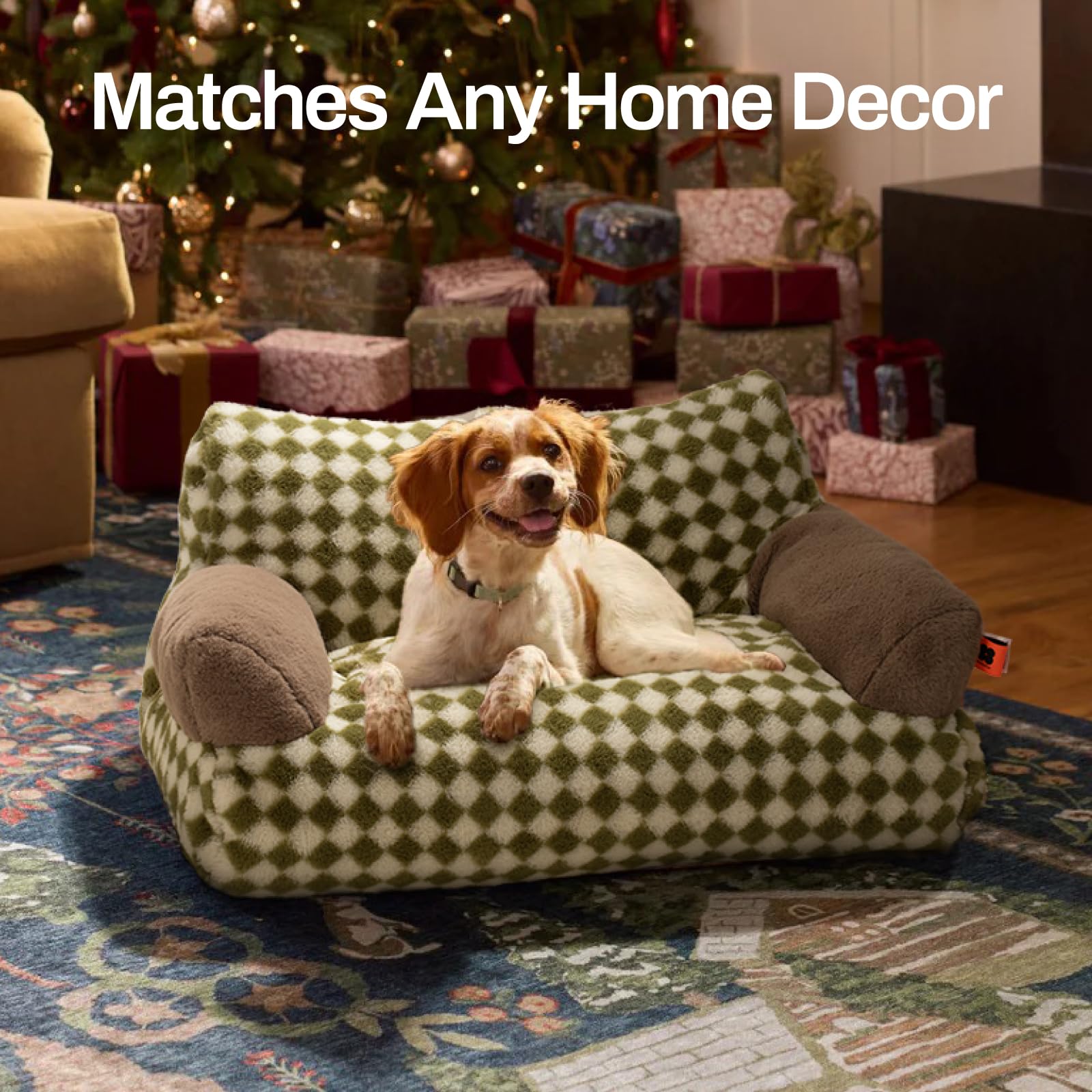 MEWOOFUN Cuccia Grande per Gatti e Cani di Medie e Piccole, 66 x 48 cm, Soffice e Morbido con Fondo Antiscivolo (Verde)