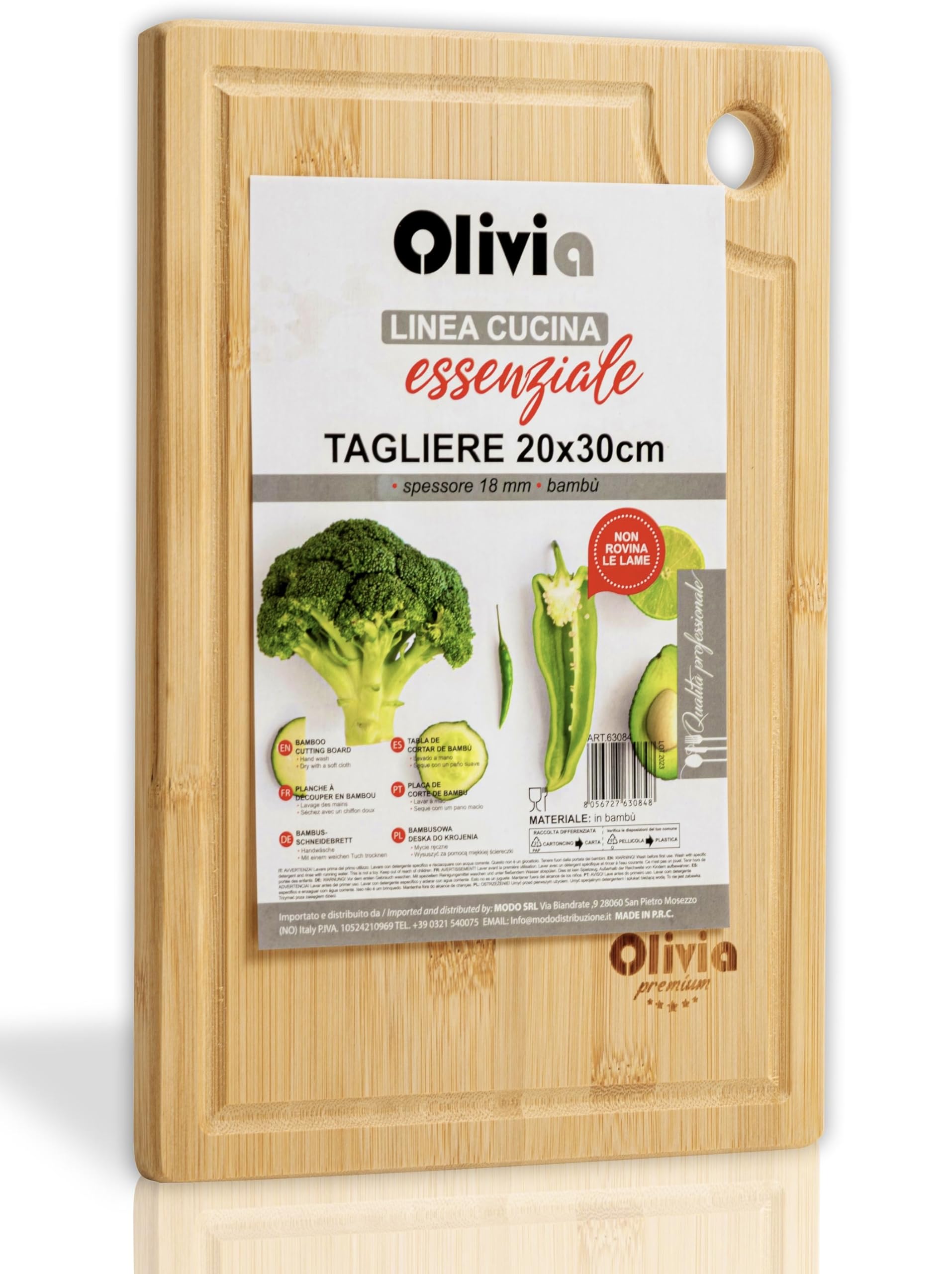 IPEA Rectangular Wooden Chopping Board for Vegetables, Salami - 30 x 20 cm - Multipurpose Kitchen Cutting Board for Cutting and Serving Appetizers, Bread, Fruit, Cheeses - Bamboo Tray for Home with