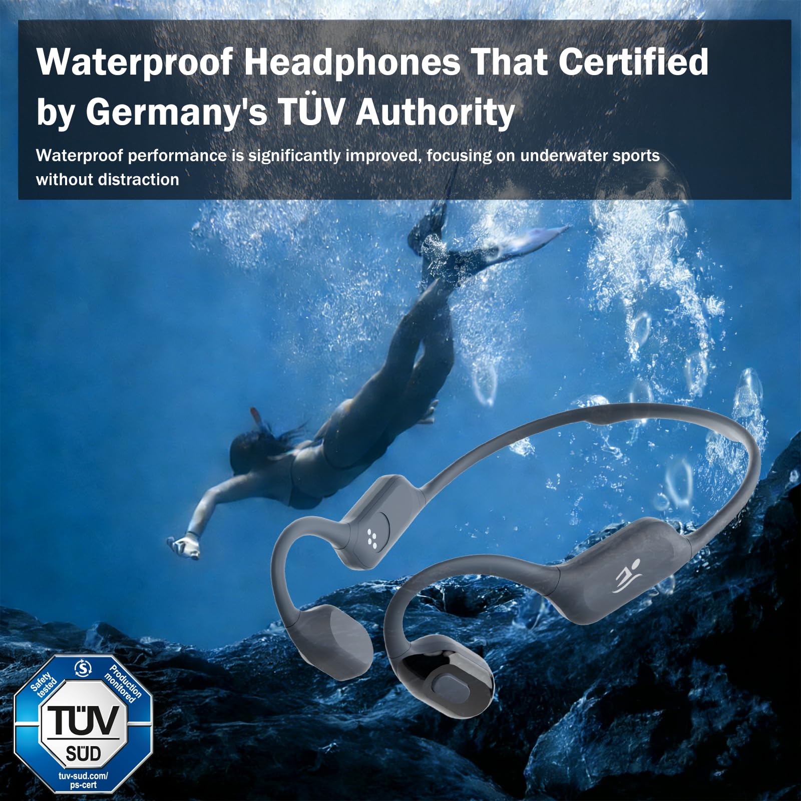 Swimming Bone Conduction Headphones Night Safety Light - Dettaglio