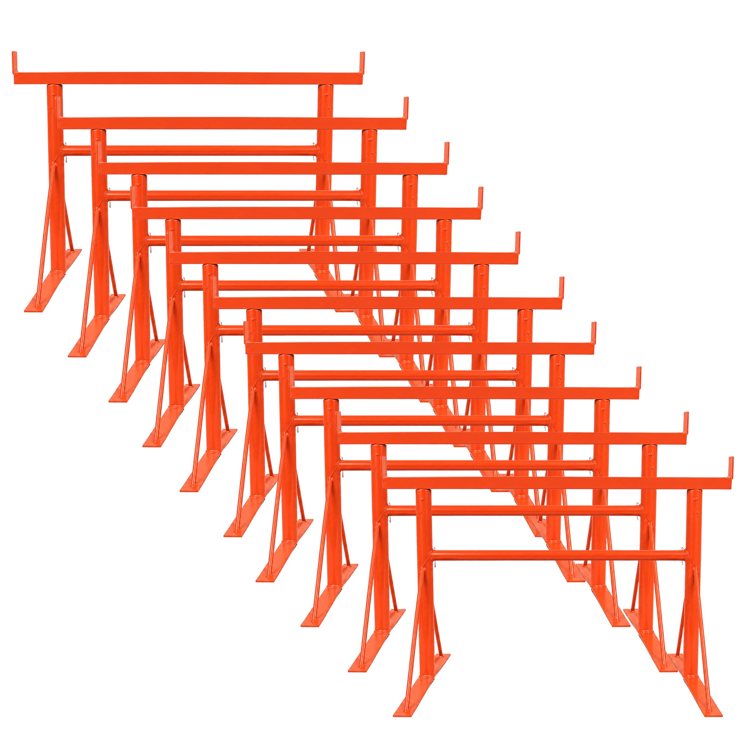 10x Size.1 Adjustable Steel Trestle Stands 0.58m-0.81m, Heavy Duty Folding Sawhorse Workbench Support Frame for Woodworking Construction Garage