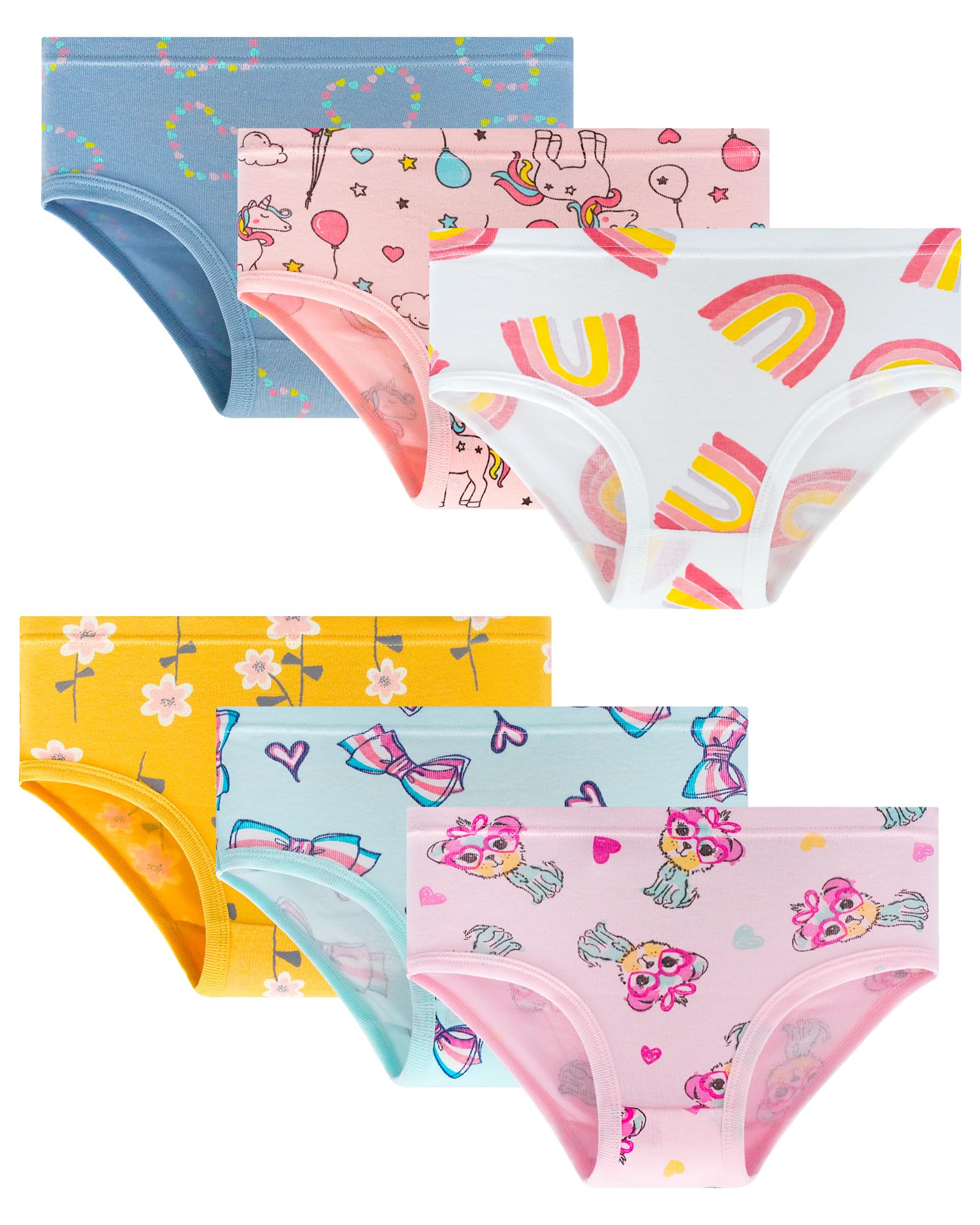 ARERWA Mädchen Unterhosen Kinder Unterwäsche Pantys Baumwolle Bequeme Slips Briefs Höschen Baby-Mädchen 6er Pack （2-8 Jahre）