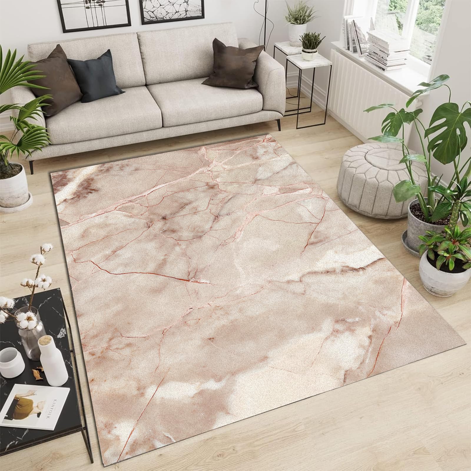 Tapis de salon lavable sans plis avec dessous antidérapant