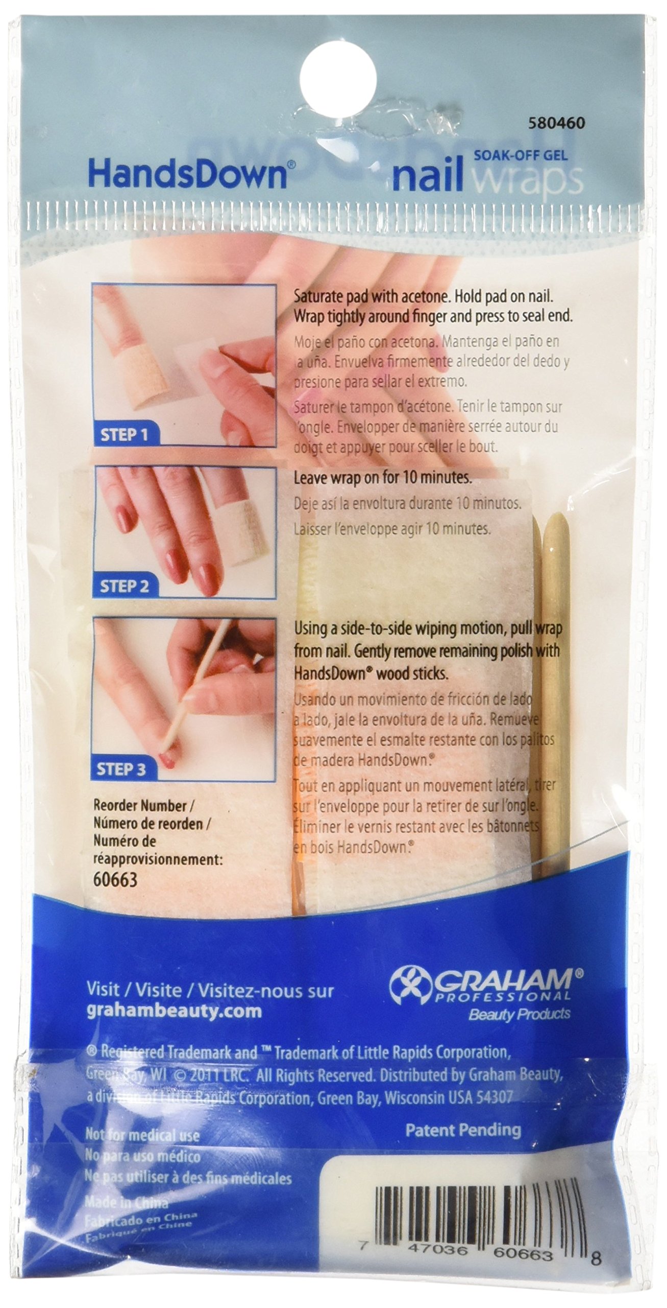 Graham Hands Down Nail Soak Off Gel Wraps, 10 Count