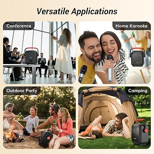 Miniatura 6 de Máquina de karaoke portátil con 2 micrófonos, máquina de karaoke TONOR para adultos con batería de 5400 mAh, juego de altavoces de karaoke Bluetooth