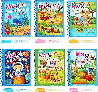 Water Drawing Books, 6 Set Paint with Water Books for Kids, Water Coloring Books Water Painting Book Water Magic Paint Set Drawing Books for Kids