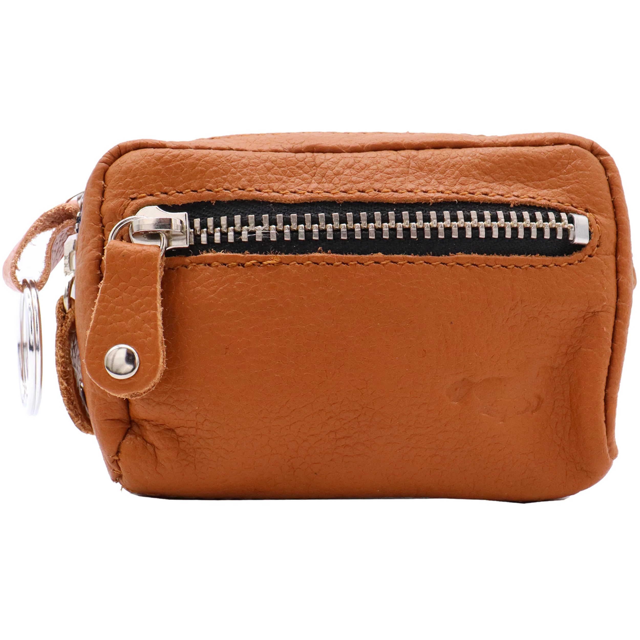 Safekeepers Men's Key Case - Key Case with Zip - Leather Key Case - Key Bag for Men and Women - Key Case with Money Compartment, light brown, M