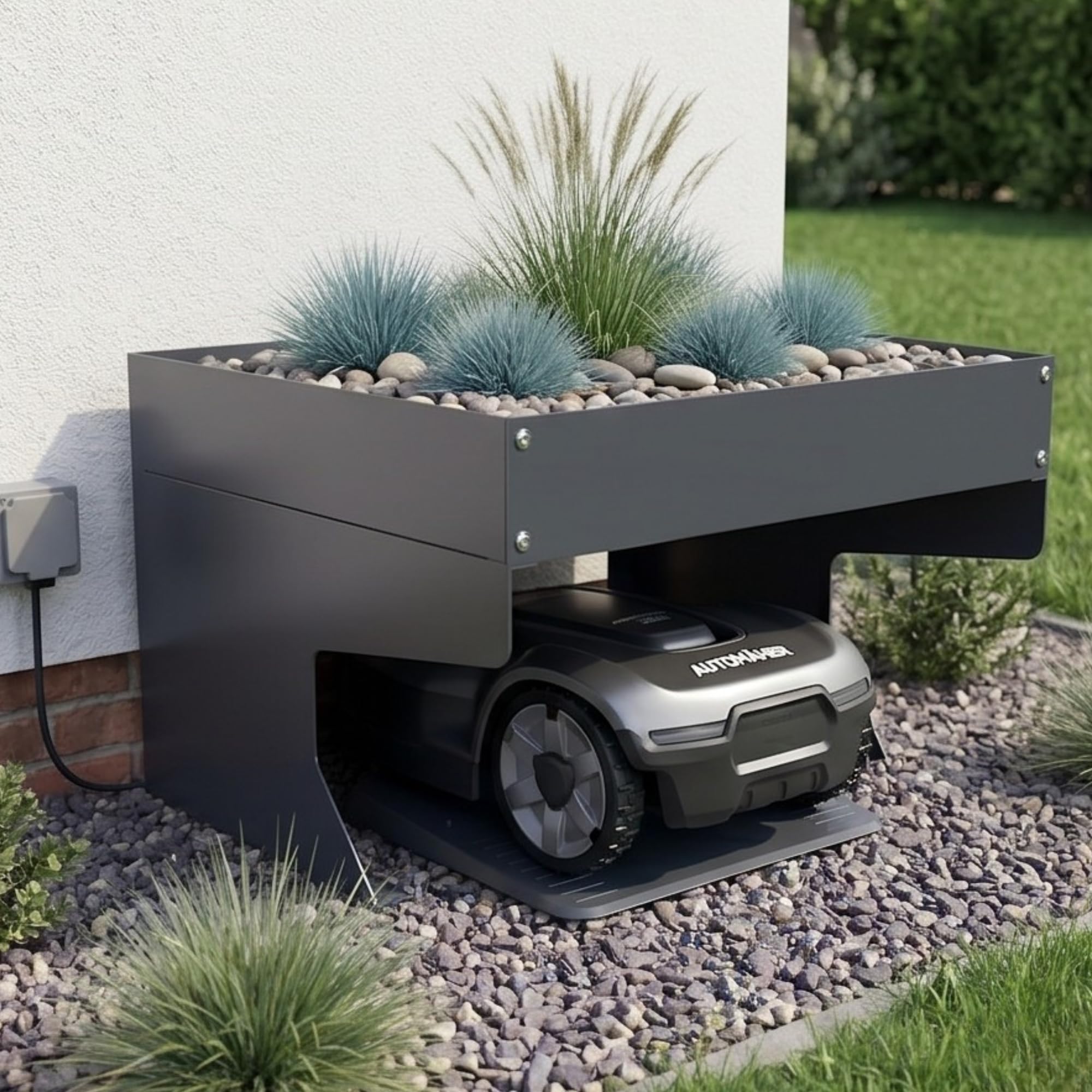 Mähroboter-Garage mit Pflanzdach Anthrazit 60 x 70 x 37 cm (L x B x H) Anthrazit