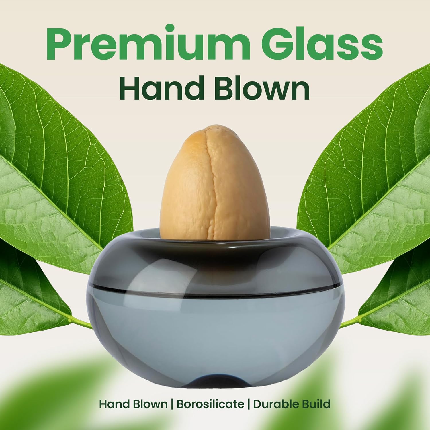 Glass Avocado Seed Vase for Growing – Hand-Blown Avocado Vase, Indoor Plant Vase and Avocado Planter Pot for Plant Growing (Gray)