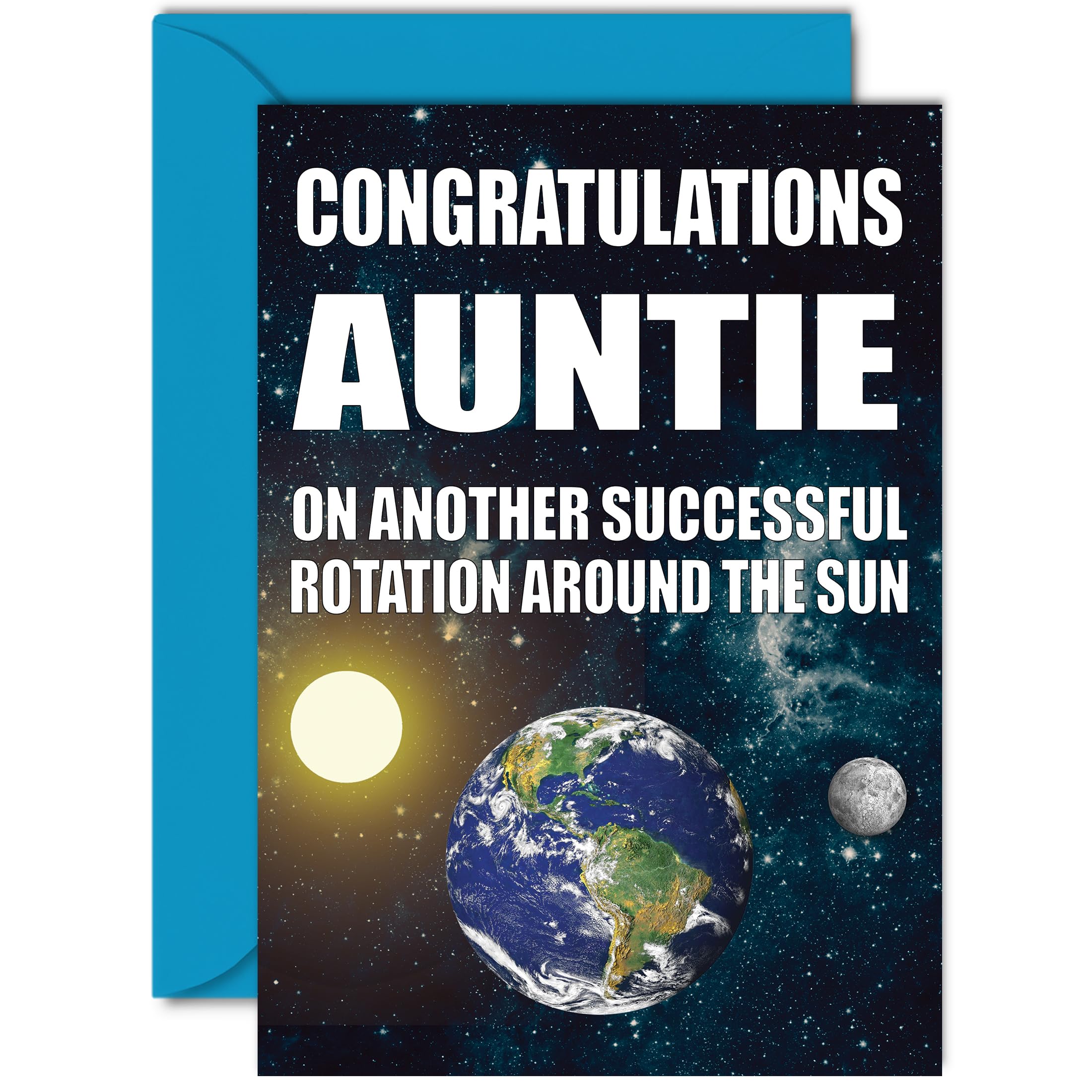 Funny Birthday Cards for Auntie - Earth Rotation - Joke Rude Birthday Card for Aunt from Nephew Niece, Humour 60th 70th Bday A5 Aunty Greeting Cards
