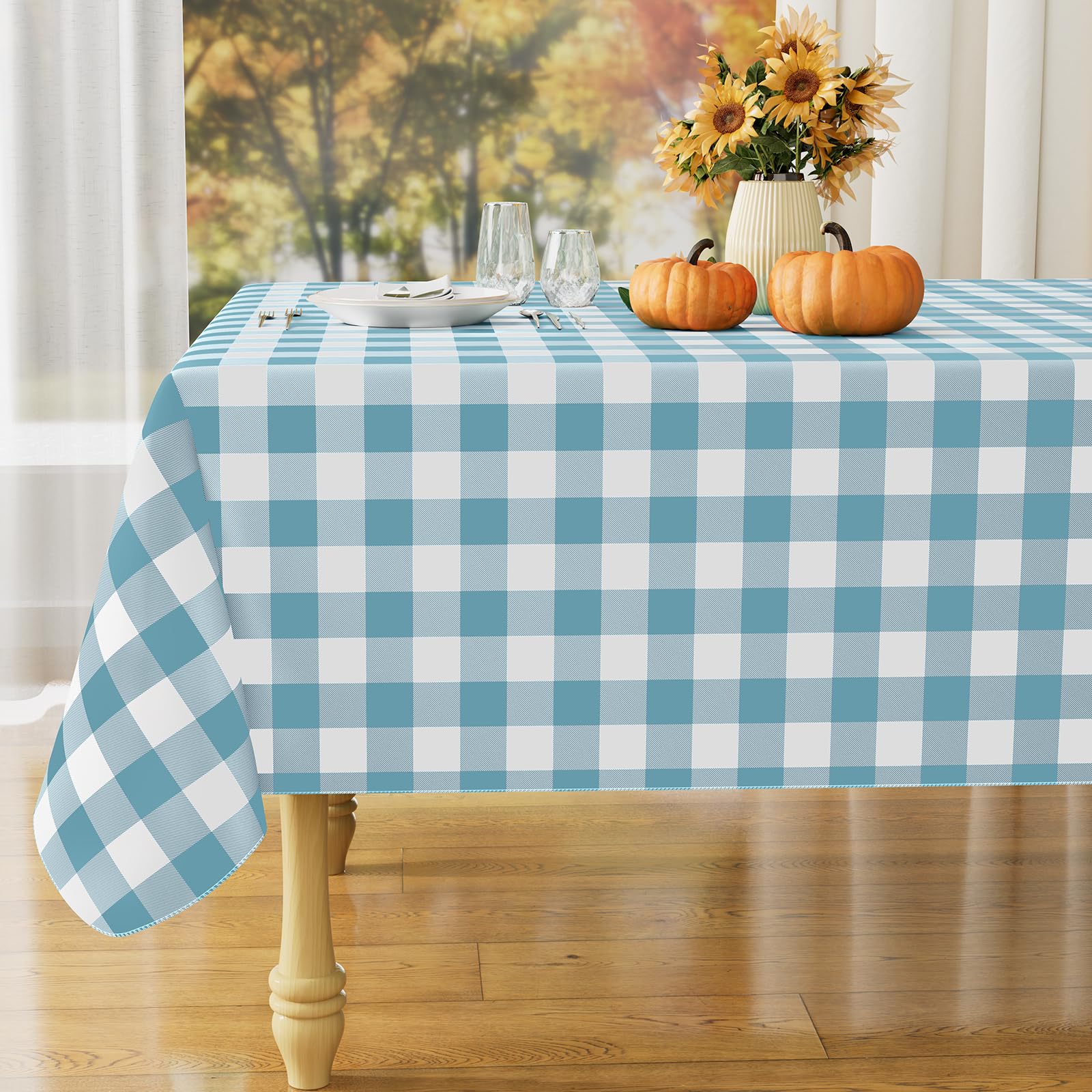 misaya Square Waterproof Vinyl Table Cloth, Flannel Backed Tablecloth