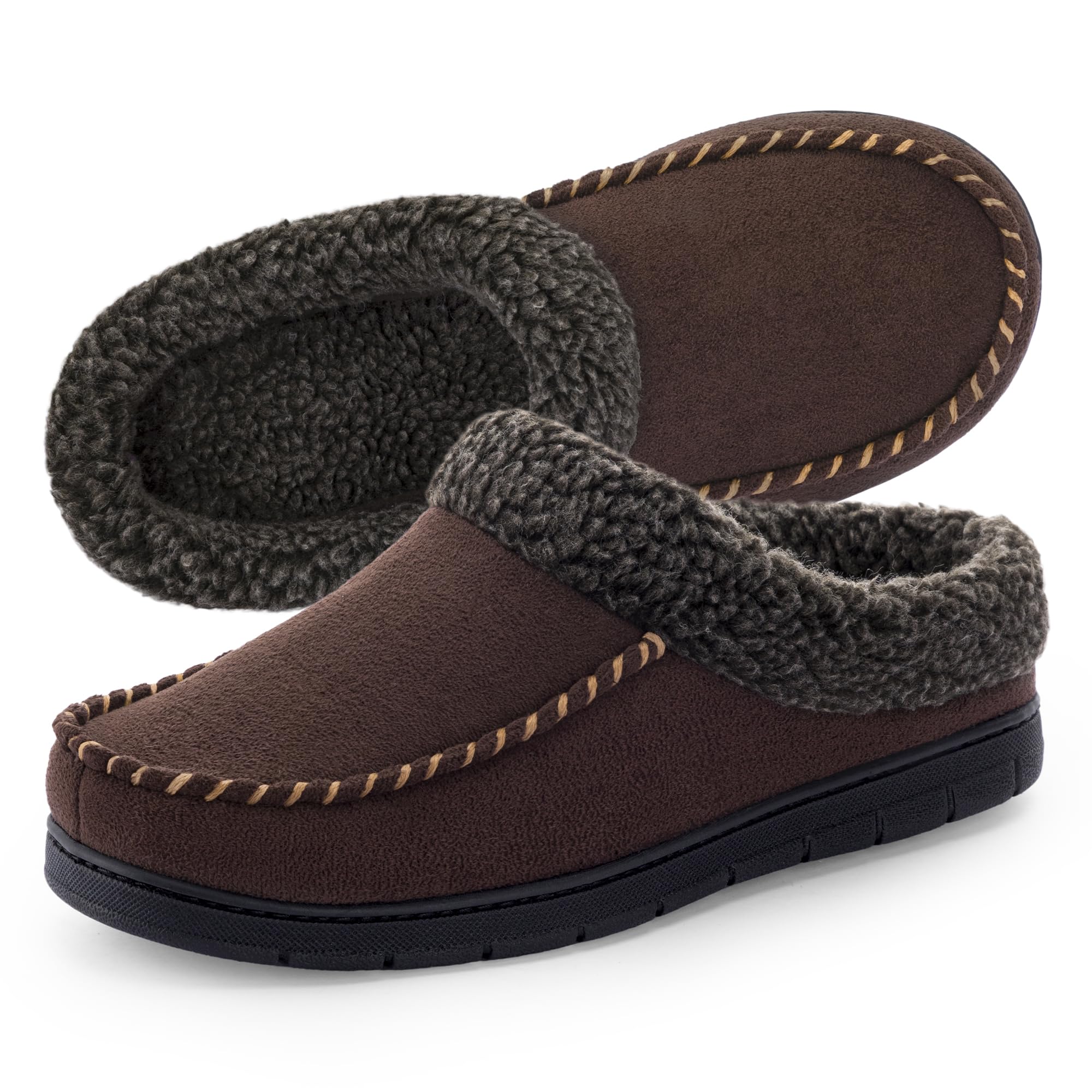 ULTRAIDEAS Mens Warm Fuzzy Moccasin Clog Slipper Slip on Winter Comfy Indoor Outdoor House Shoes