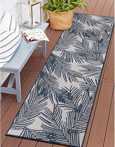 Rugshop Alfombra contemporánea con textura de hojas envejecidas, fácil limpieza, para exteriores, terraza, patio, patio trasero, interiorexterior, 2