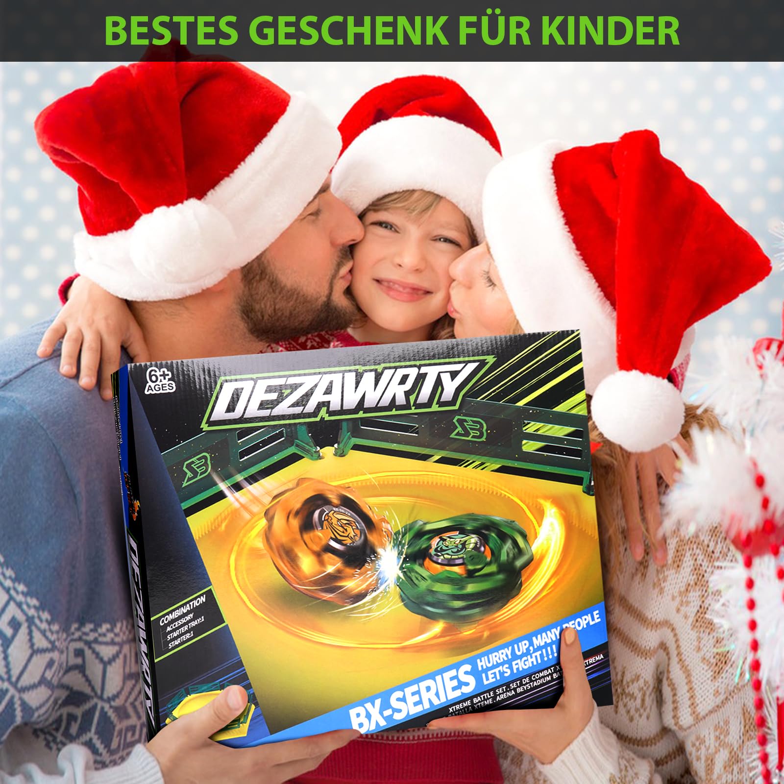 DEZAWRTY Kreisel X Arena Battle Set Ausgestattet mit X Acceleration Rail - 6 Kampfkreisel, 2 Launchers und Stadium, Battle Kampfarena für Kinder ab 6 Jahren, Kampfspielzeug für Jungen