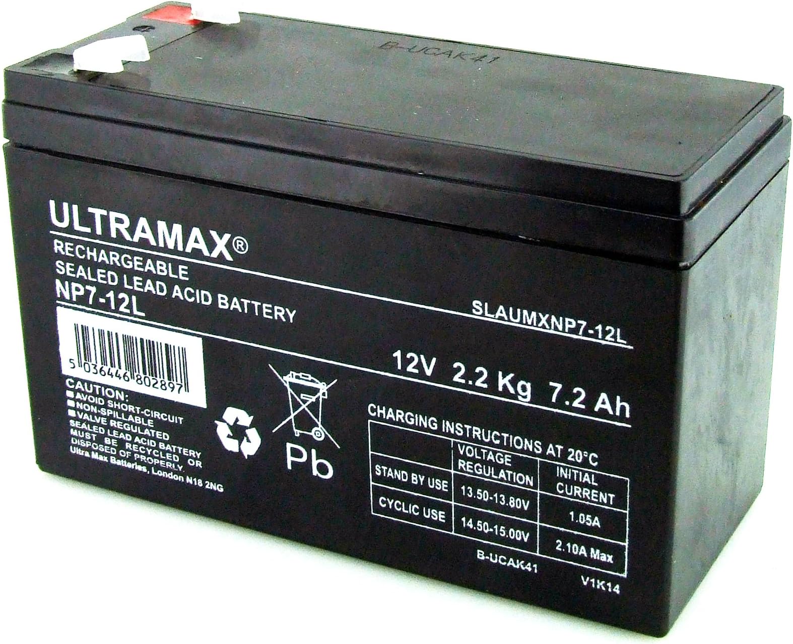 Ultramax 12V 7Ah Sealed Lead Acid Battery HR1234W New VRLA 12 v F2-6.4mm Connector