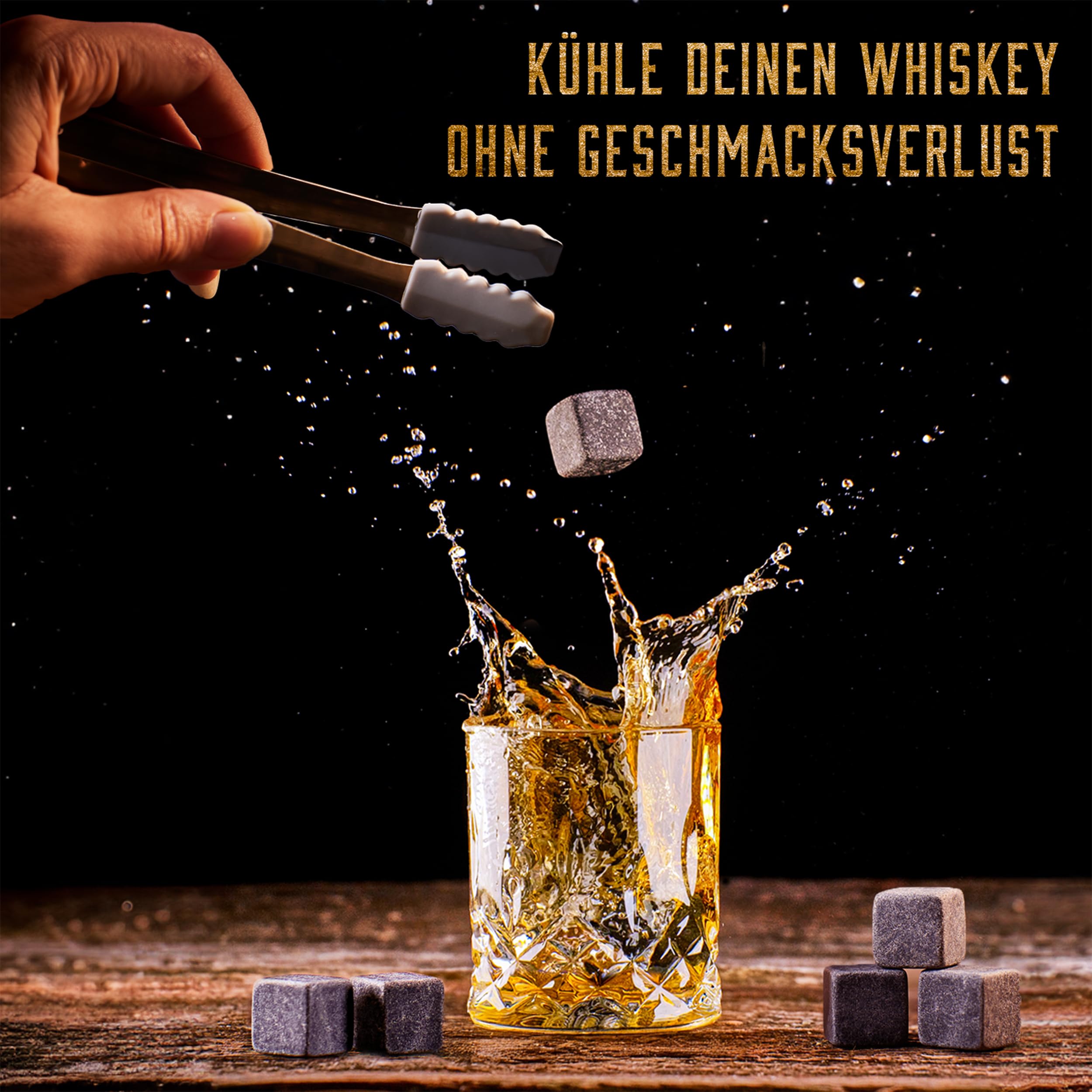 Whisiskey Whisky Karaffe Set - Whiskey Geschenkset - Geschenke für Männer - Männergeschenke Geschenk - Geburtstagsgeschenk Mann - Klassische Dekanter 700ML, 2 Gläser, 8 Whisky Steine