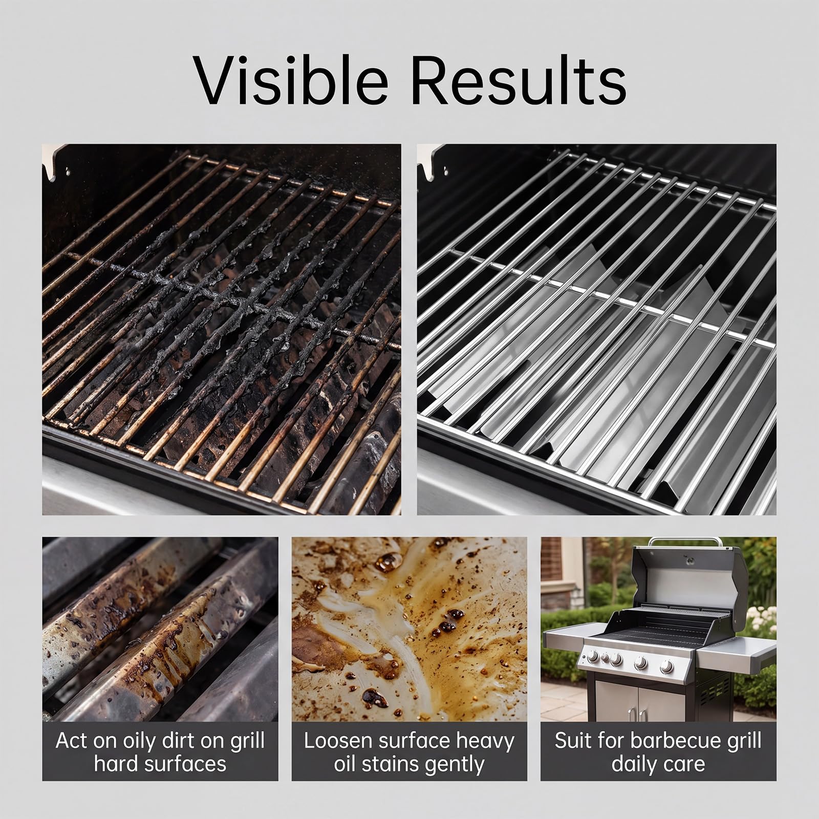 Grill- und Rostreiniger-Spray, Hochleistungs-Grillreiniger schneller (5PCS) | Entfettungsschaumspray für Backofen, Kochfeld Heißluftfritteuse, Fettentferner verschiedene Küchenoberflächen, Reiniger-Sets