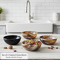 Vista 5 de Juego de 4 cuencos vikingos nórdicos medievales recreados Cuenco de cuerno Cuencos para servir y afeitar, regalo para madre, padre y esposo