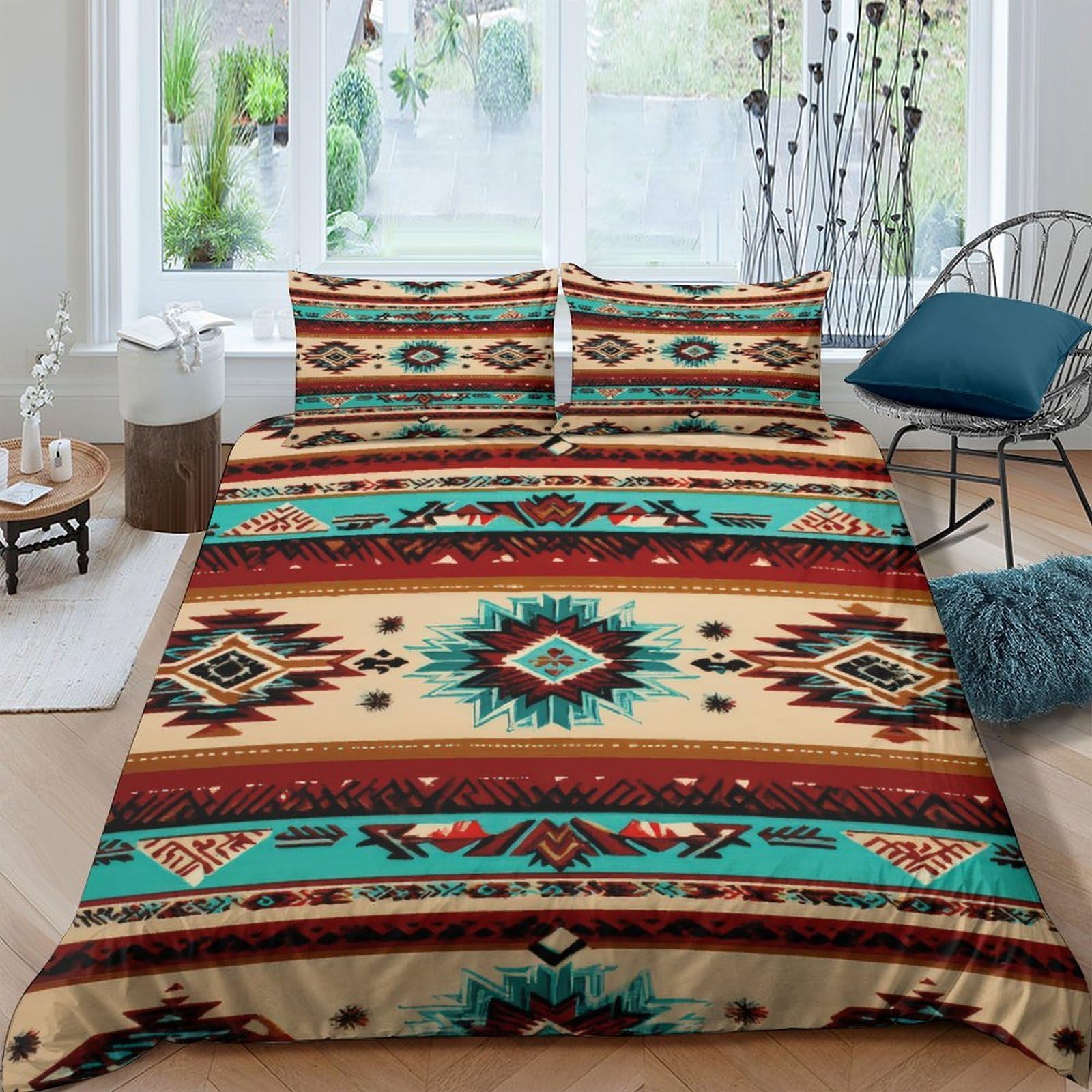 Ctjqhvkz Style-1 3D Printed Aztec Geometric Fitted Sheet Microfiber Soft Breathable Tribal Pattern Mattress Cover For Bedroom Dorm Decor Single（135X200cm）