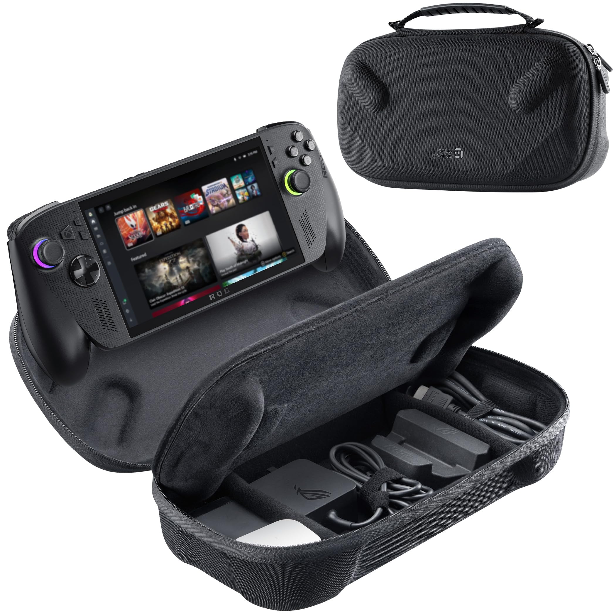 JSAUX Étui de transport pour ROG Xbox Ally / ROG Xbox Ally X (2025) - Coque rigide de protection à deux étages, étui de rangement de voyage portable à double couche pour adaptateur, câble et