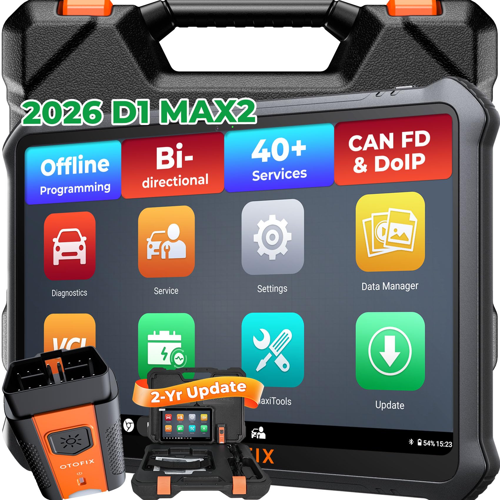 OTOFIX D1 Max2 OE Full System Diagnostics Scanner with 2-Years Free Update, 2026 New Bi-Directional Scan Tool for Car, 40+ Service Functions, Advanced ECU Coding, 10000+ Car Coverage, V.A.G Guided