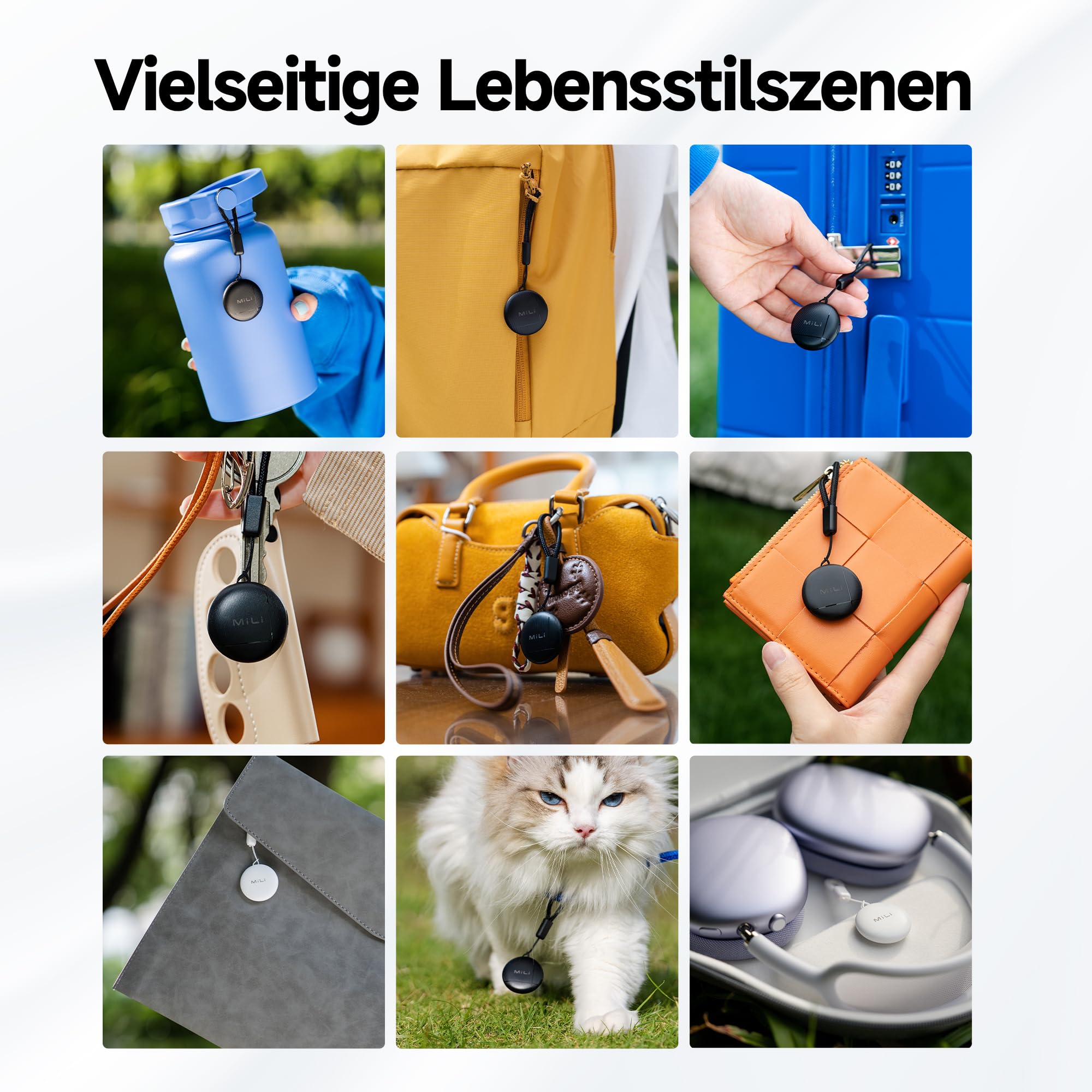 MiLi LiTag Duo Smart Tracker für iOS & Android, Schlüsselfinder kompatibel mit Apple „Wo ist?“ oder Android „Mein Gerät Finden“, CR2032 Batterie, für Schlüssel, Geldbörse
