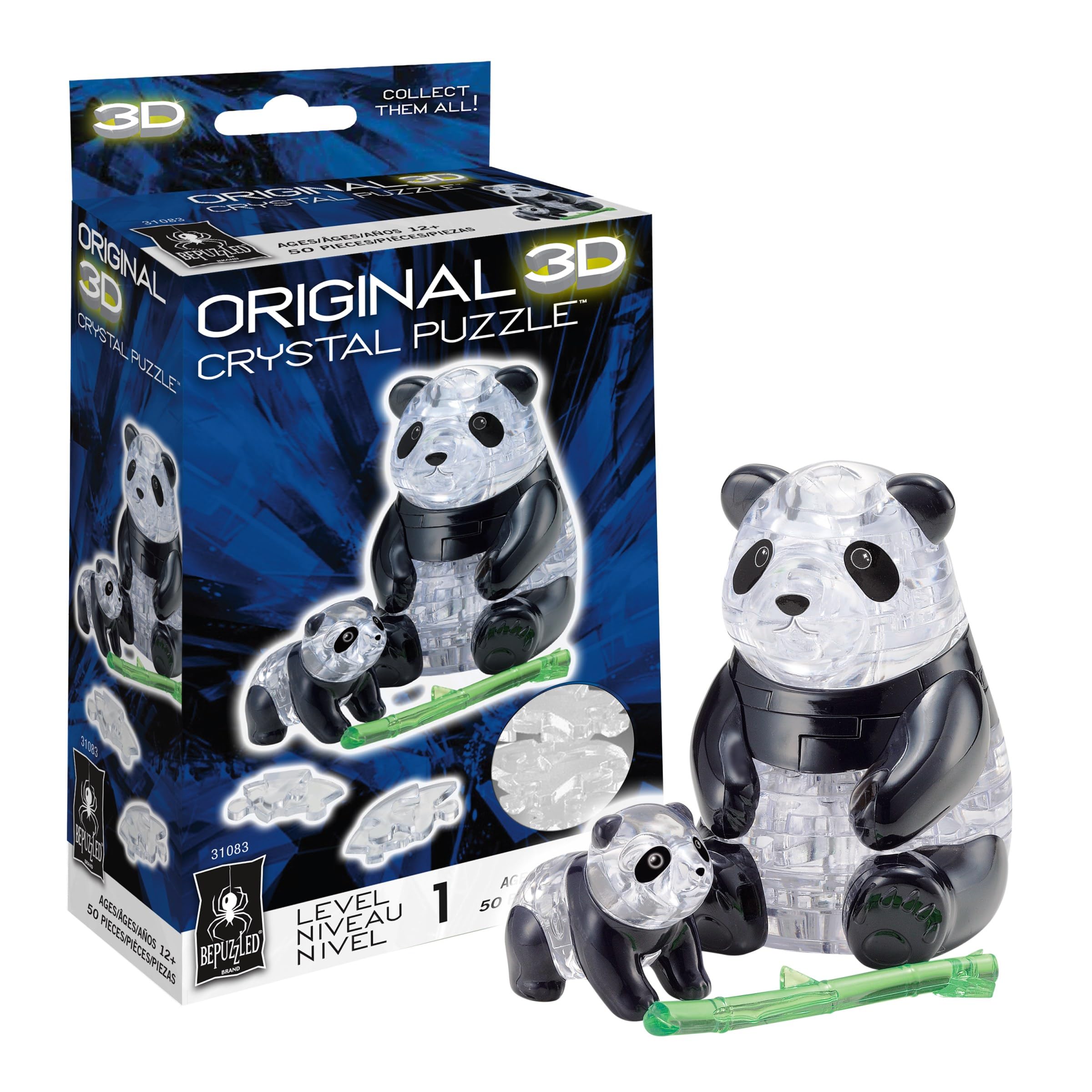 BePuzzled Panda and Baby Original 3D Crystal Puzzle, assembled