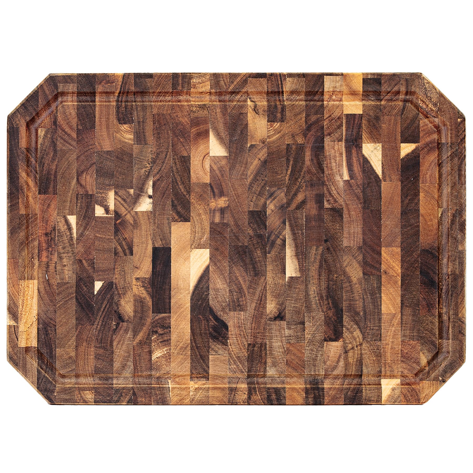 Utoplike Tabla de Cortar de Acacia para Jugo y Asas, 43 x 30,5 x 3,5 cm | Bloque de Carnicero Cocina con Ranura, Tabla Cortar de Madera para Carne, Verduras y Queso