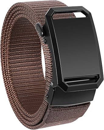 GAEKEAO Ratchet Belt for Men - No-Holes Adjustable Nylon Belt with Slide Buckle for Golf, Casual, Work & Travel with Gift Box