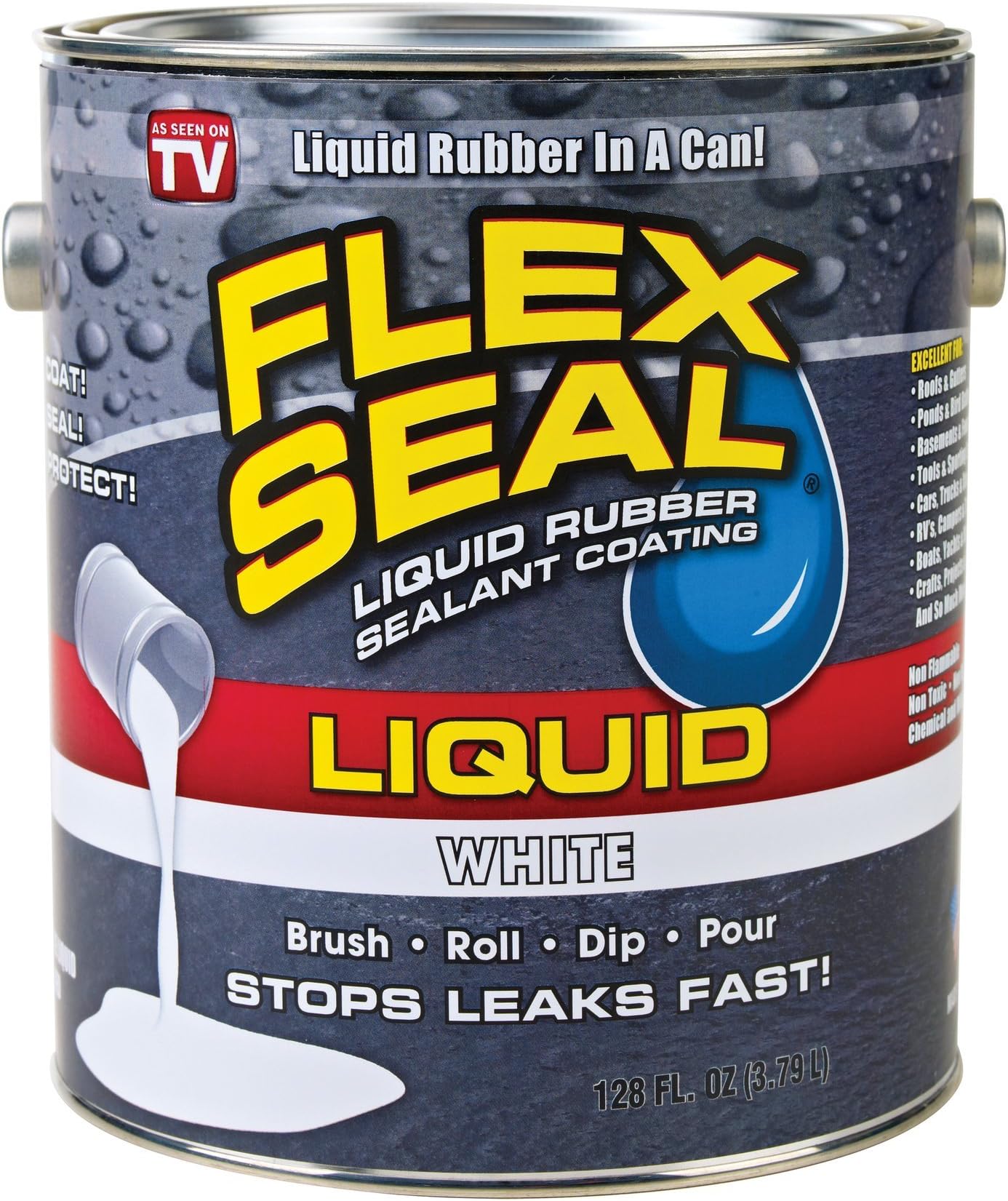 Flex Seal Liquid LFSWHTR01 Gallon Flex Seal Liquid, White