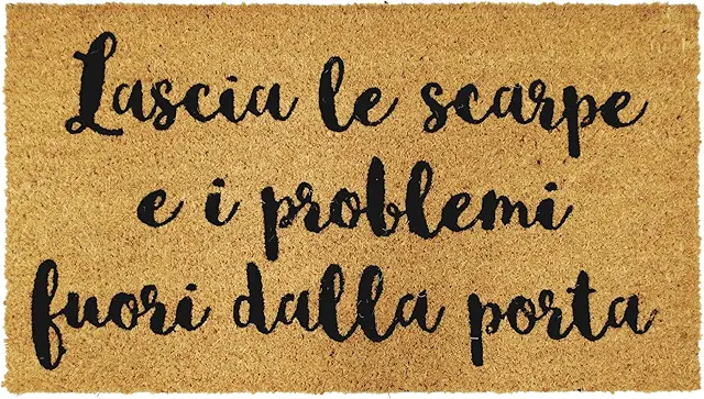 Zerbino Gag in Cocco 40x70 cm con Frasi Divertenti - Tappetino Antiscivolo per Ingresso