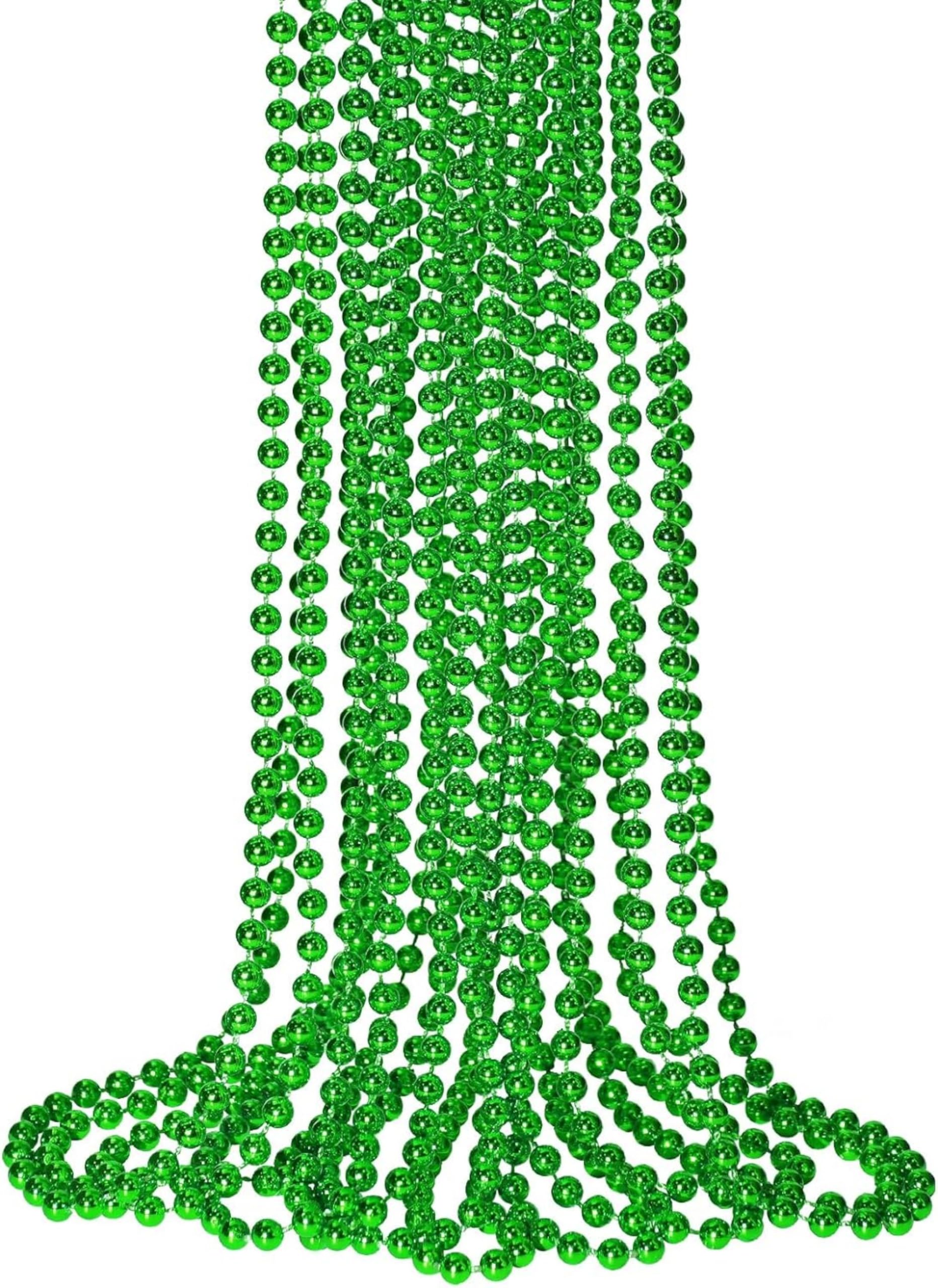 JBINNGROUSE 6 Pcs 33inch Party Necklace Carnival Irish Festival Halloween Valentine's Day Christmas New Year Plastic Bead Necklace