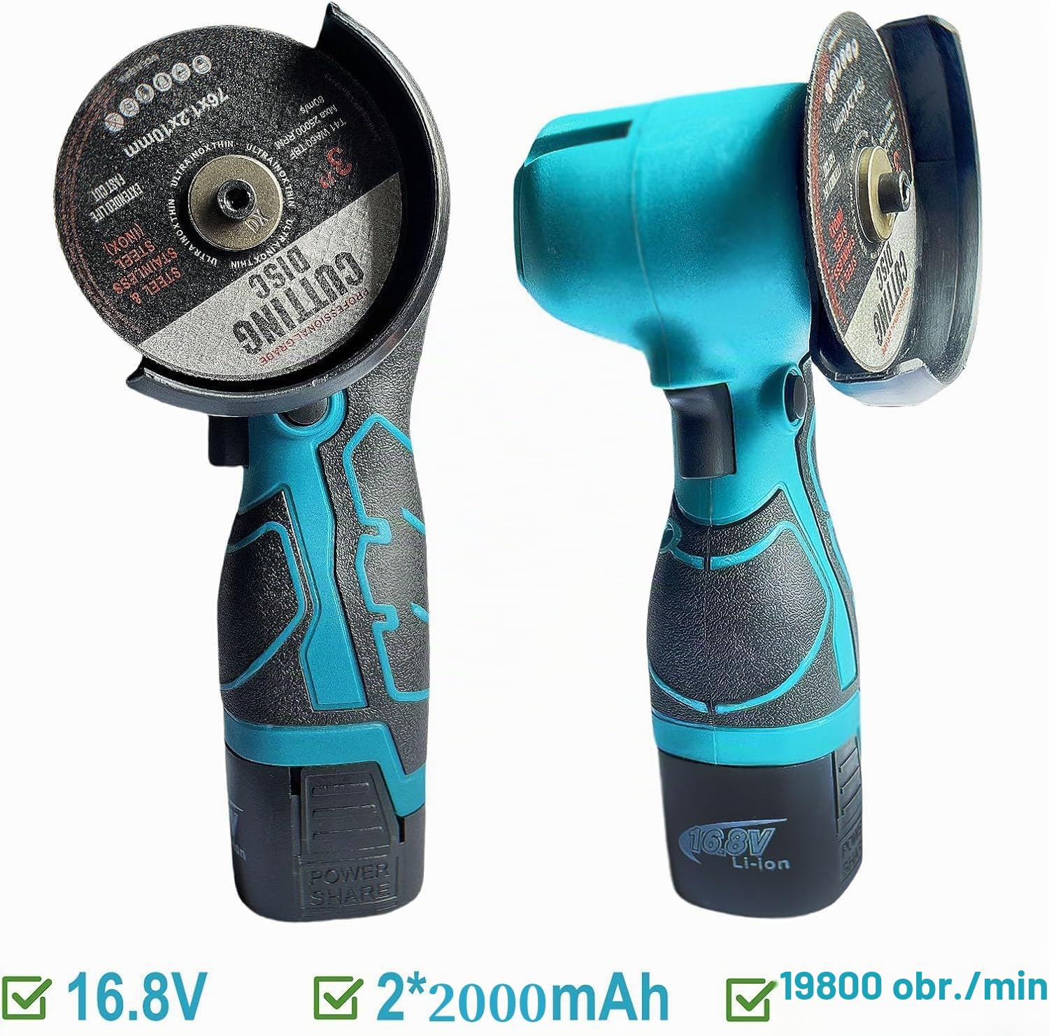 Mini Angle Grinder, 16.8 V Battery Mini Flex 28000 rpm/76 mm, Professional Mini Battery Angle Grinder Set, Suitable for Cutting and Polishing