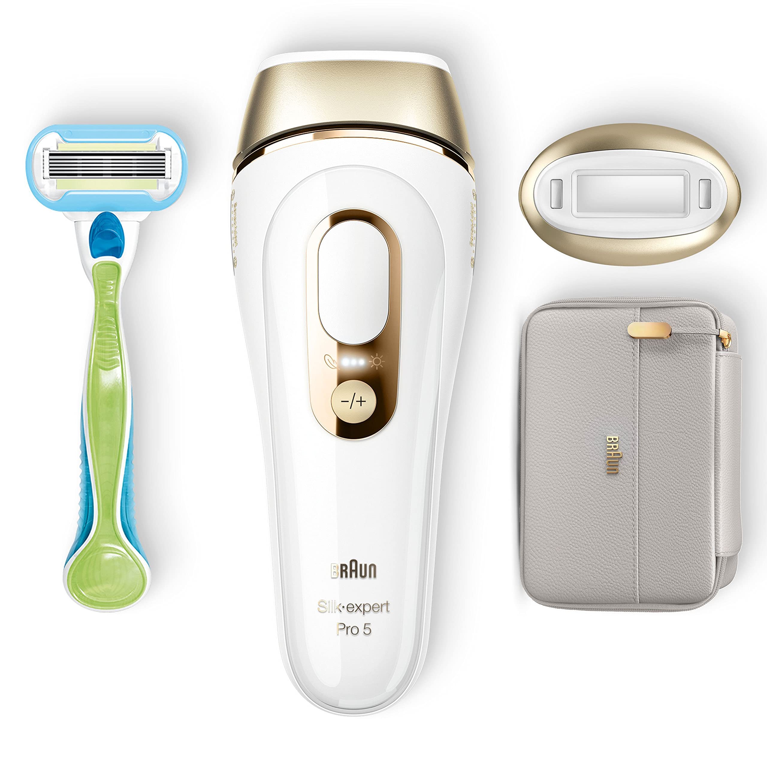 Braun IPL Silk Expert Pro 5 Haarentfernungsgerät Damen/Herren, sichtbare Haarentfernung, Designed In Germany, Venus Extra Smooth Rasierer, Alternative zu Laser Haarentfernung, PL5054, weiß/gold