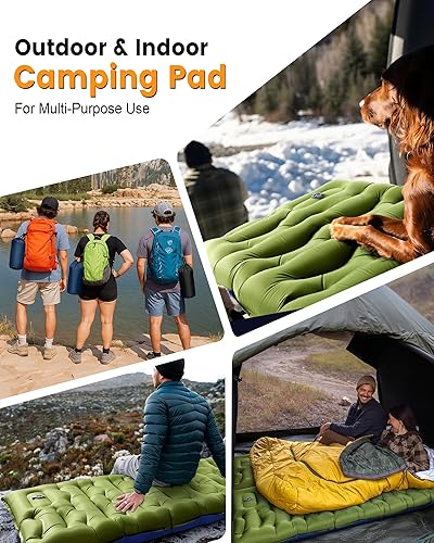 Miniatura 8 de Colchoneta de dormir para campamento, de 5.9 pulgadas de grosor, con almohada integrada y bomba de pie, almohadilla de dormir autoinflable